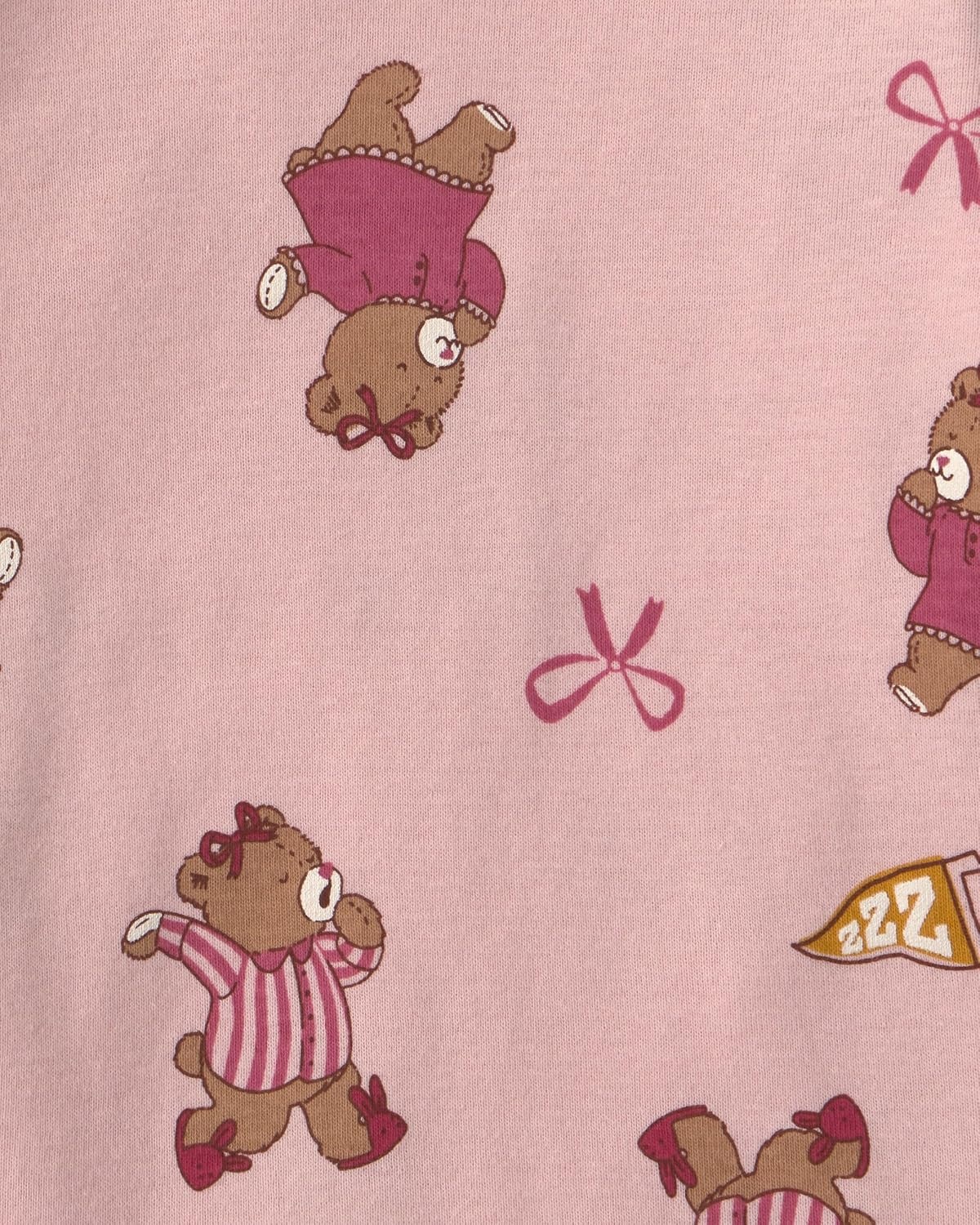 image:imageCarters Baby Girls 4piece Tight Fit Cotton Pajama SetPink Bear Varsity