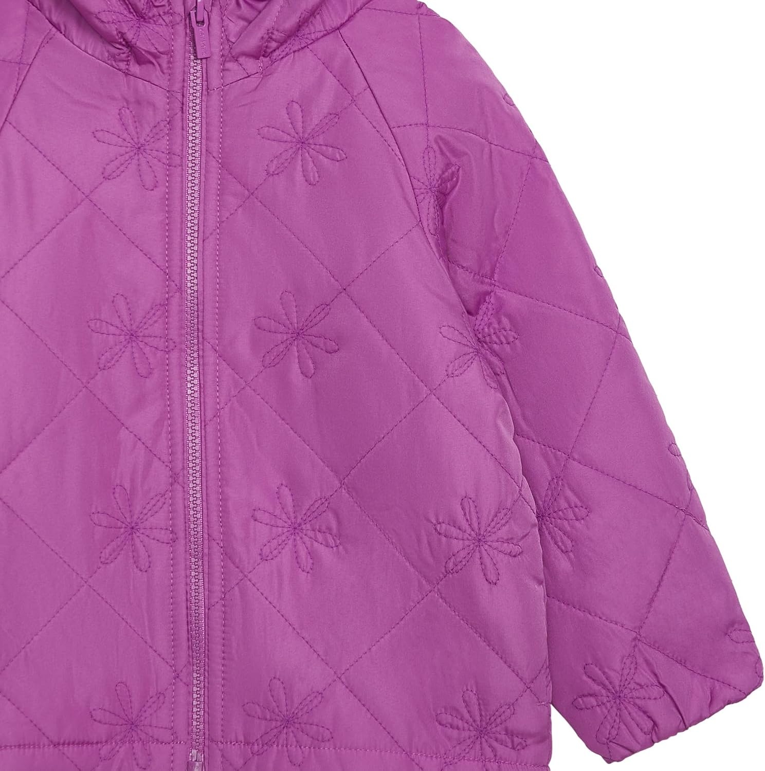 image:imageCarters Baby Girls Daisy Diamond Quilted Midweight Jacket With Fleece LiningPurple