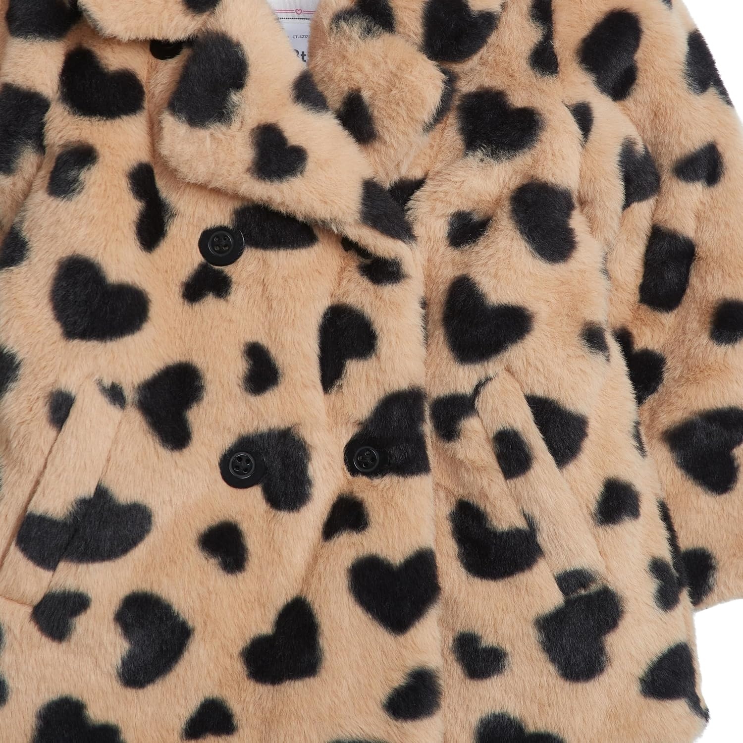 image:imageCarters Baby Girls Faux Fur Fashion JacketKhaki With Hearts