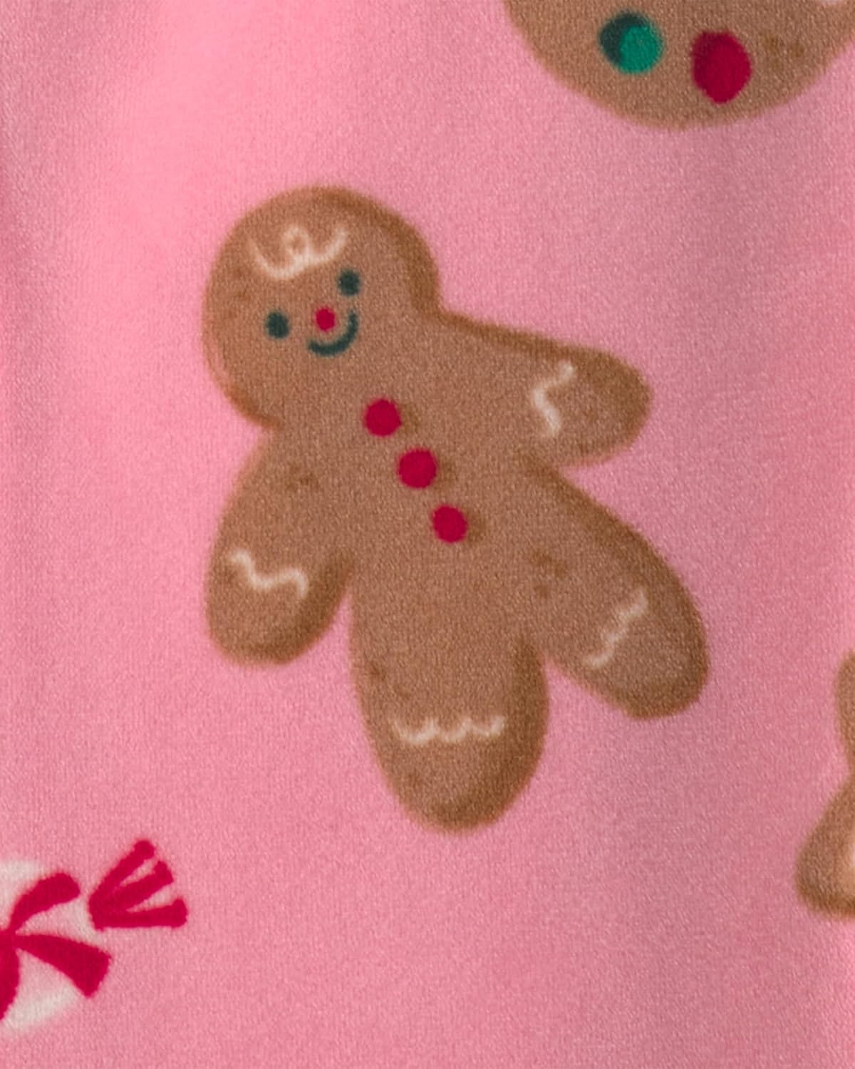 image:imageCarters Baby Girls Fleece Holiday Sleep and PlayPink Gingerbread