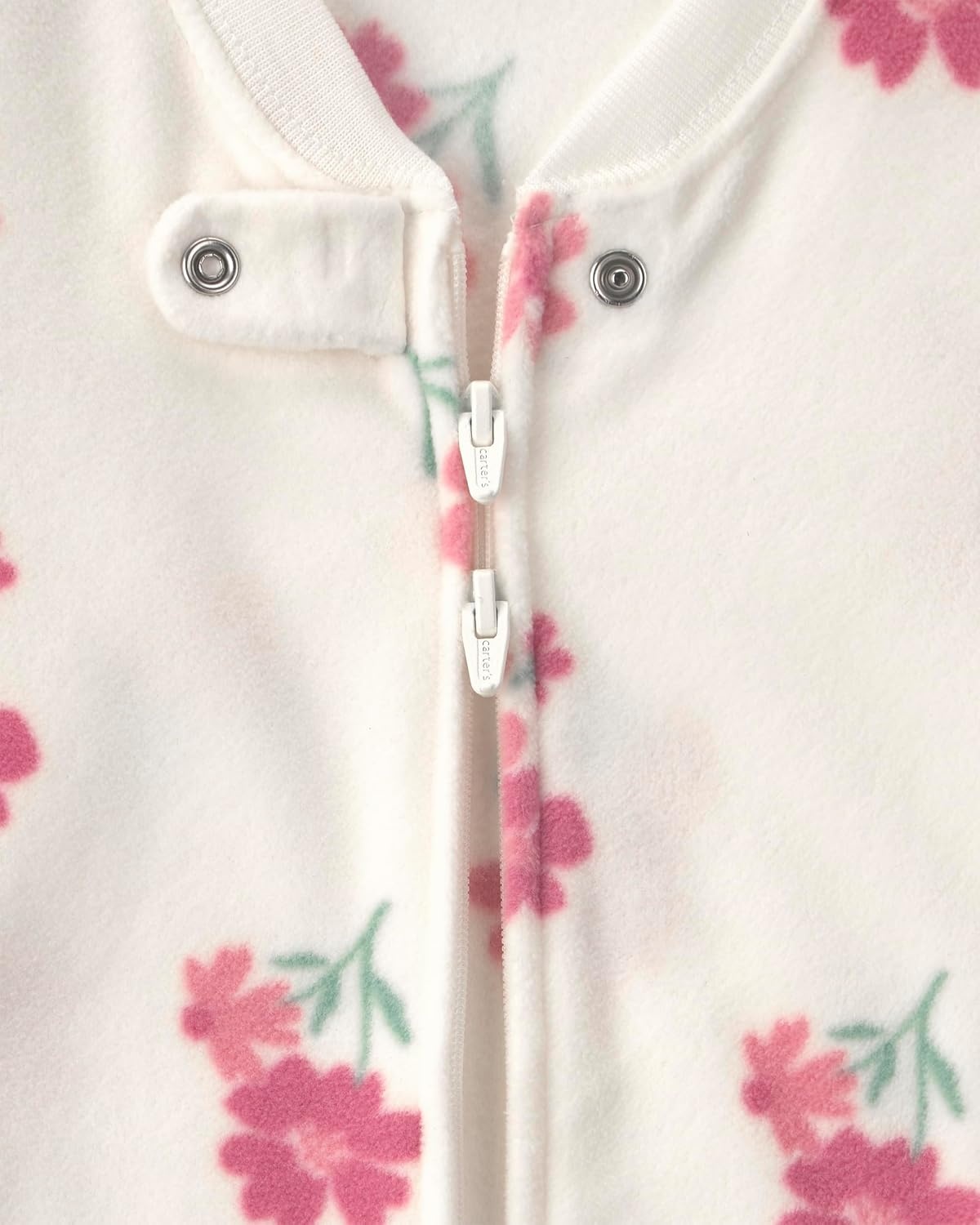 image:imageCarters Baby Girls Fleece Pj SleepbagWhite Pink Floral