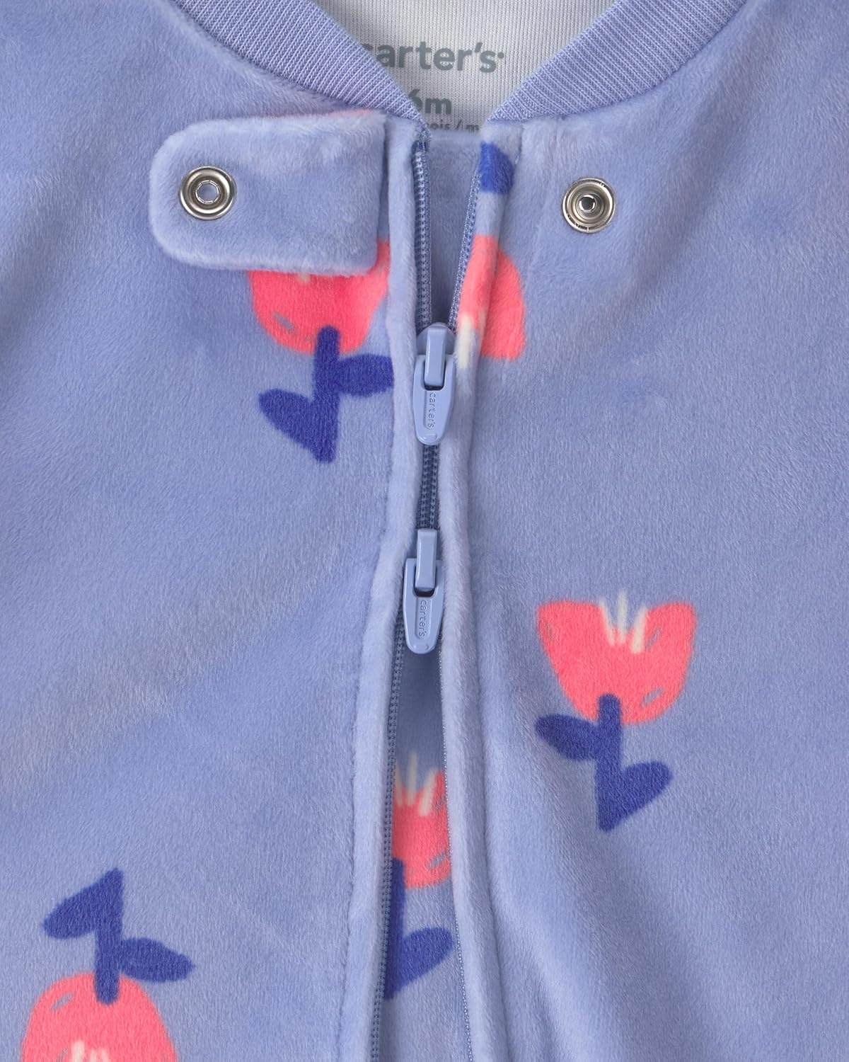image:imageCarters Baby Girls Fleece Sleep and PlayBlue Tulip Print