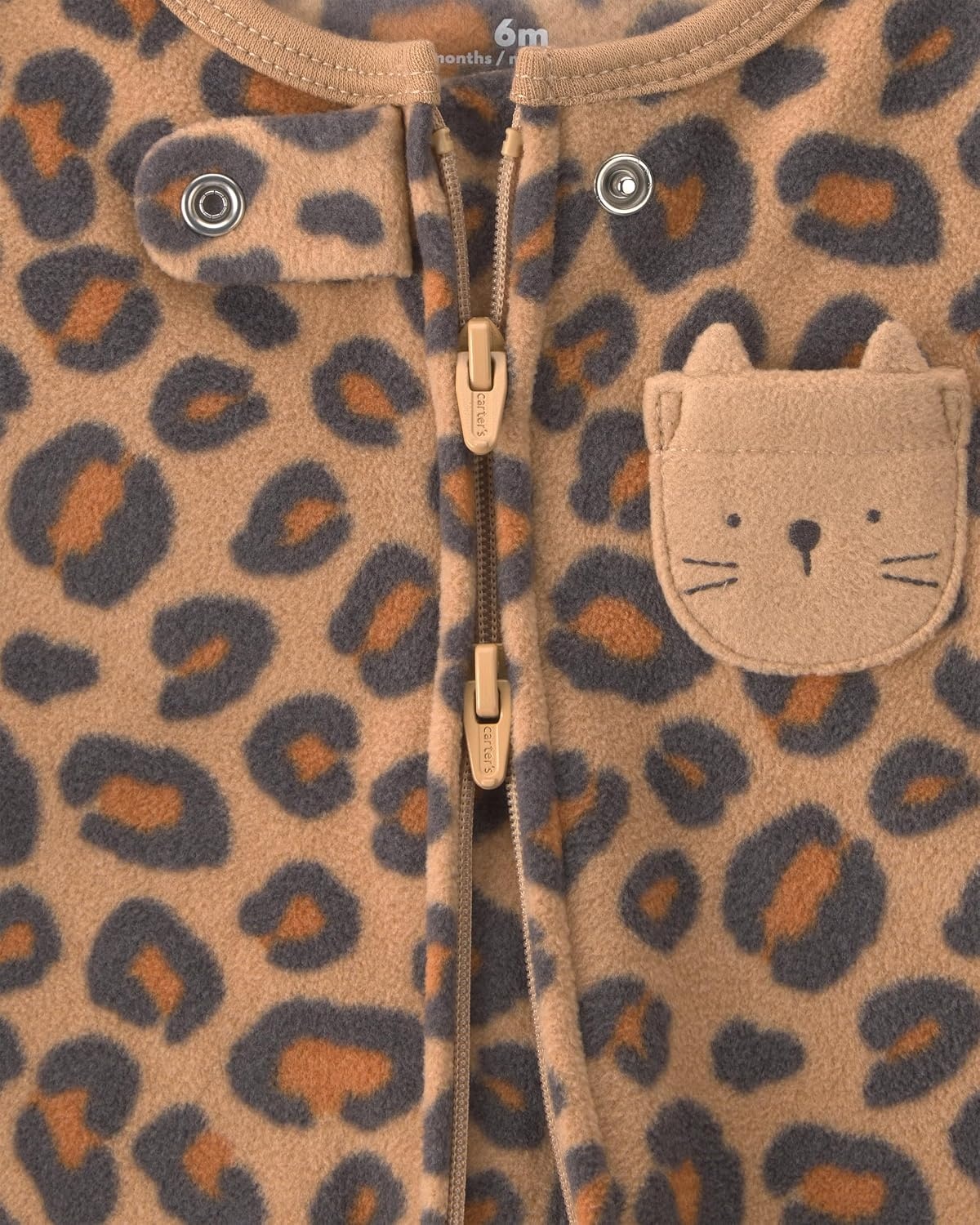 image:imageCarters Baby Girls Fleece Sleep and PlayBrown Leopard