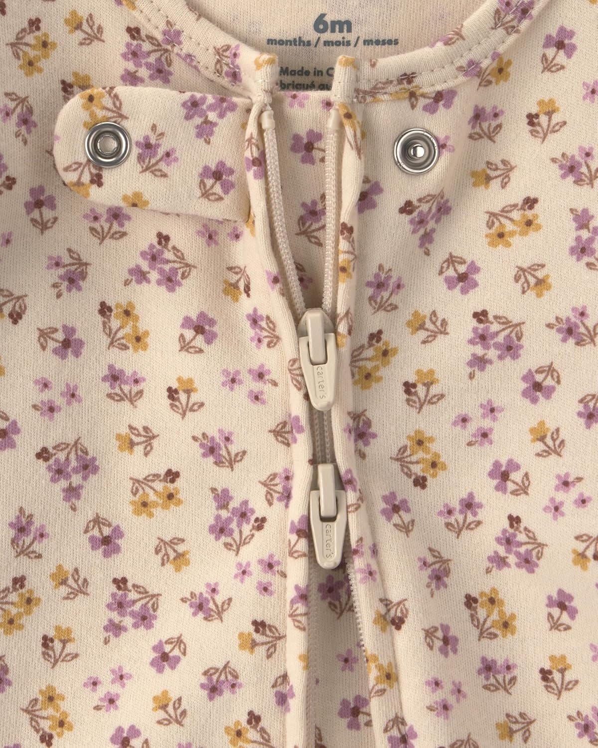 image:imageCarters Baby Girls Interlock Sleep and PlayKhaki Cream Floral