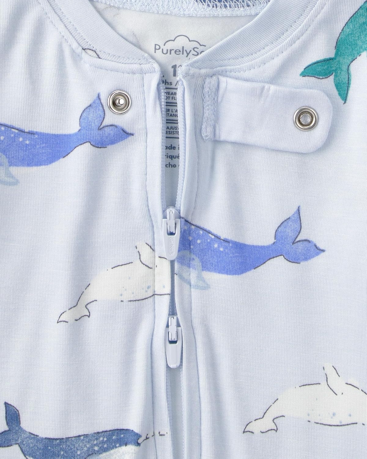 image:imageCarters Baby Girls Purelysoft 1piece PajamasBlue