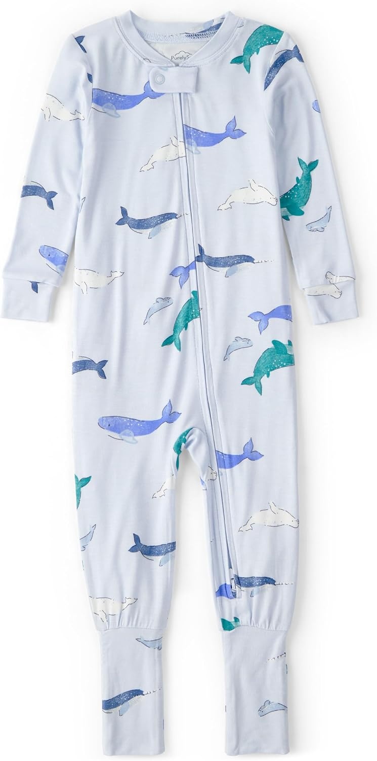 image:imageCarters Baby Girls Purelysoft 1piece PajamasBlue