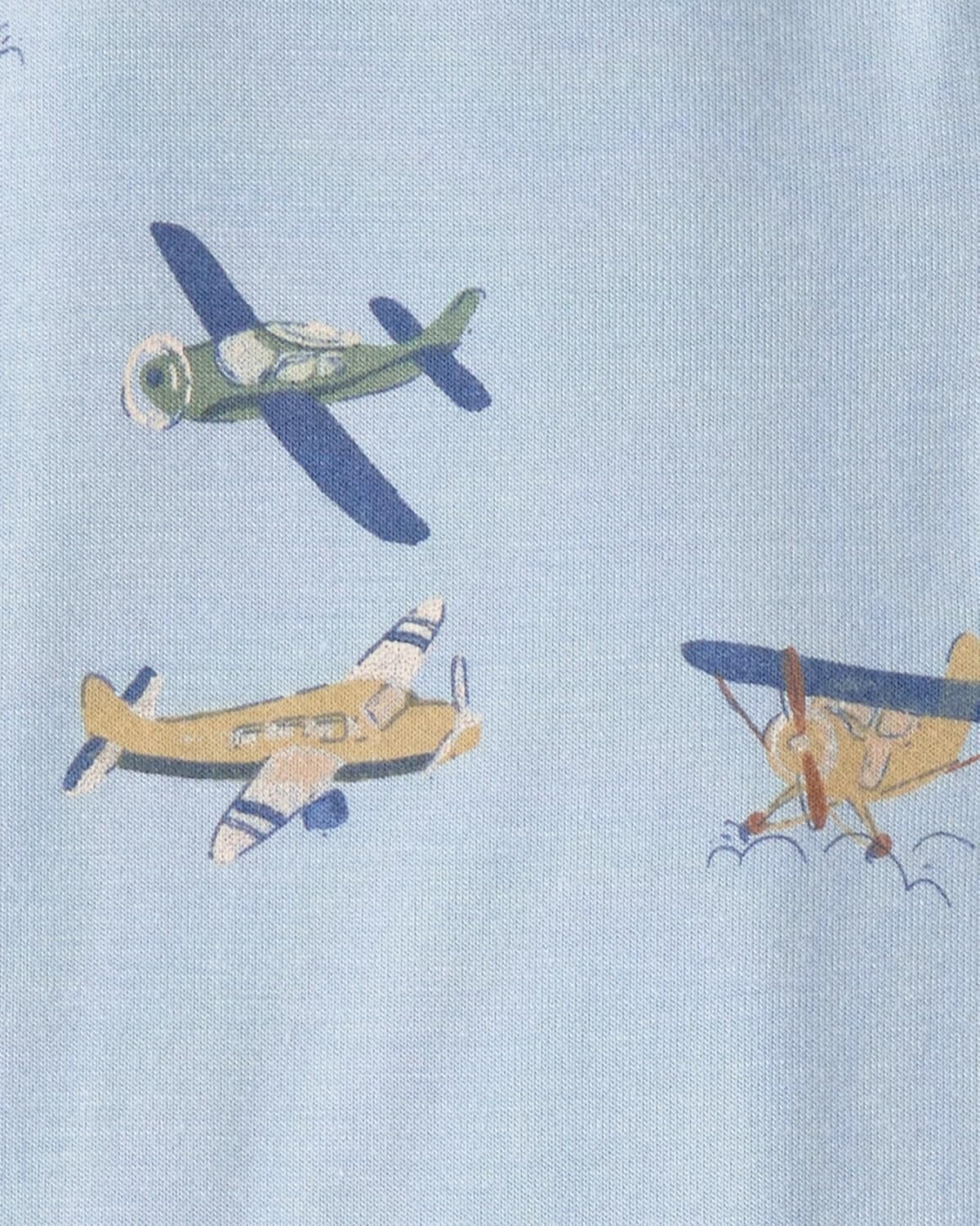 image:imageCarters Baby Girls Purelysoft 1piece PajamasBlue Vintage Plane