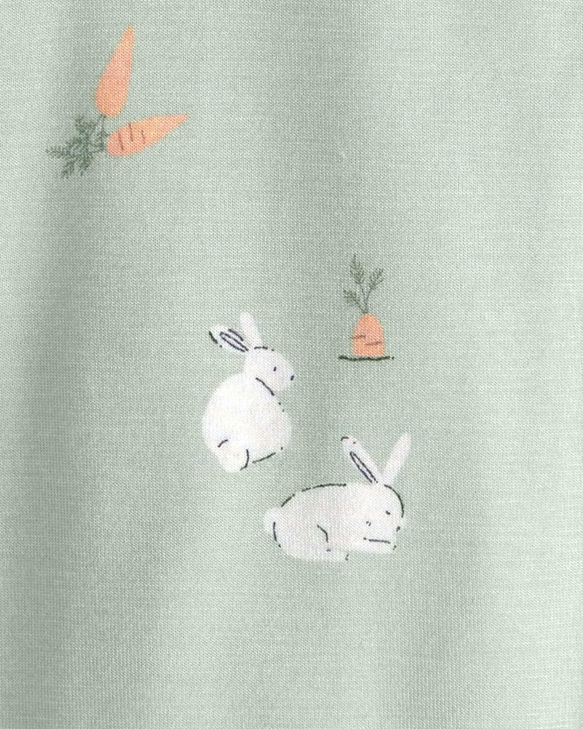 image:imageCarters Baby Girls Purelysoft 1piece PajamasGreen Easter Bunny