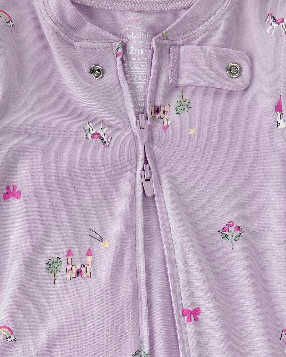 image:imageCarters Baby Girls Purelysoft 1piece PajamasPurple Fairytale