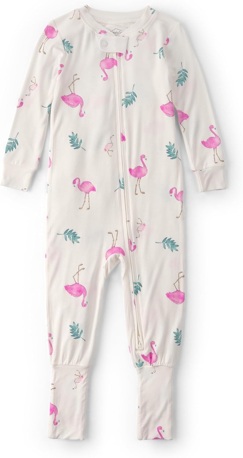 image:imageCarters Baby Girls Purelysoft 1piece PajamasWhite Flamingo