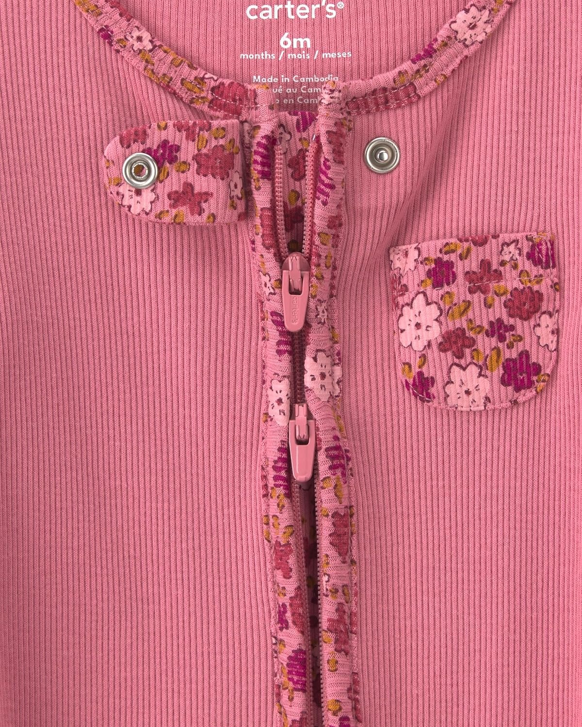 image:imageCarters Baby Girls Texture Sleep and PlayPink Floral Pocket