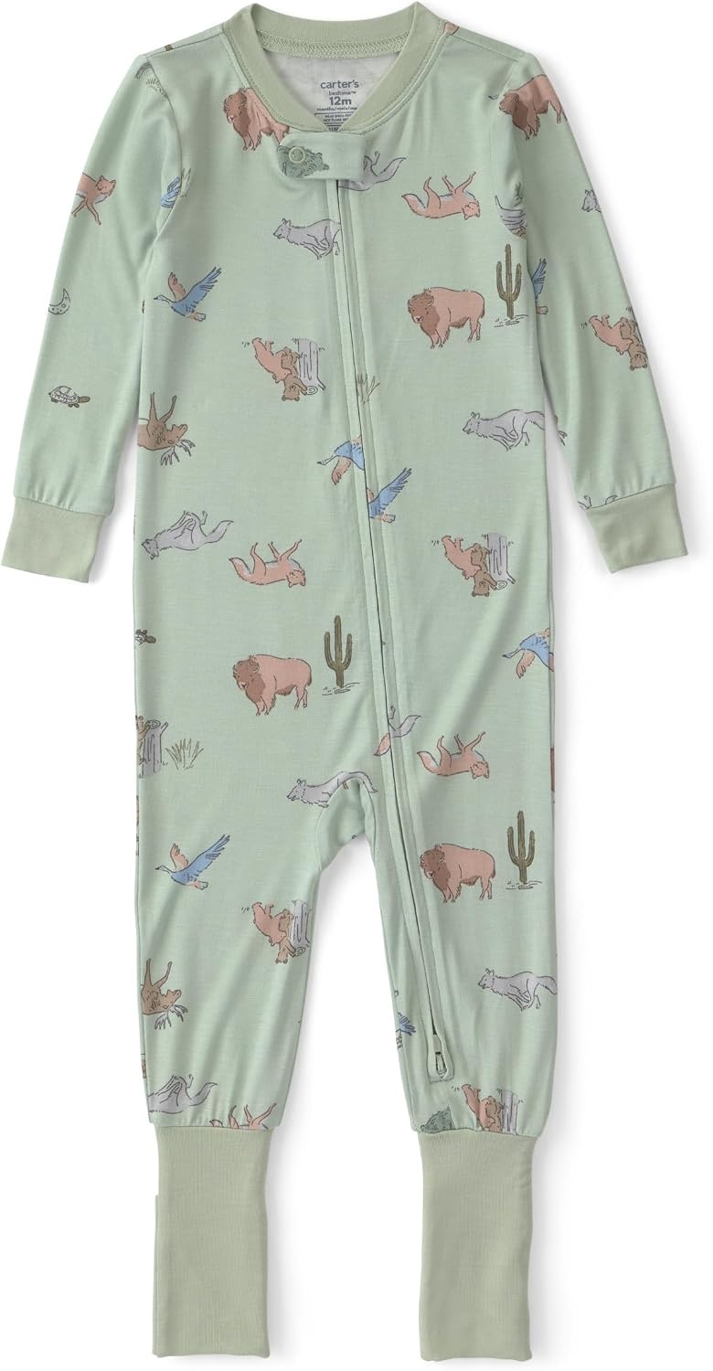 image:imageCarters Baby Purelysoft 1piece PajamasGreen Desert Print
