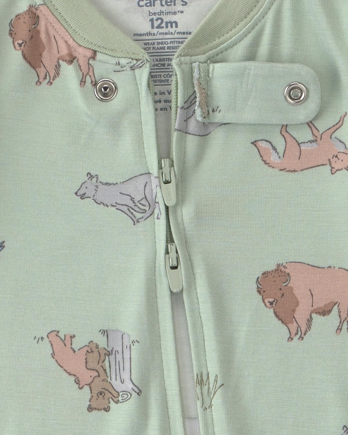 image:imageCarters Baby Purelysoft 1piece PajamasGreen Desert Print