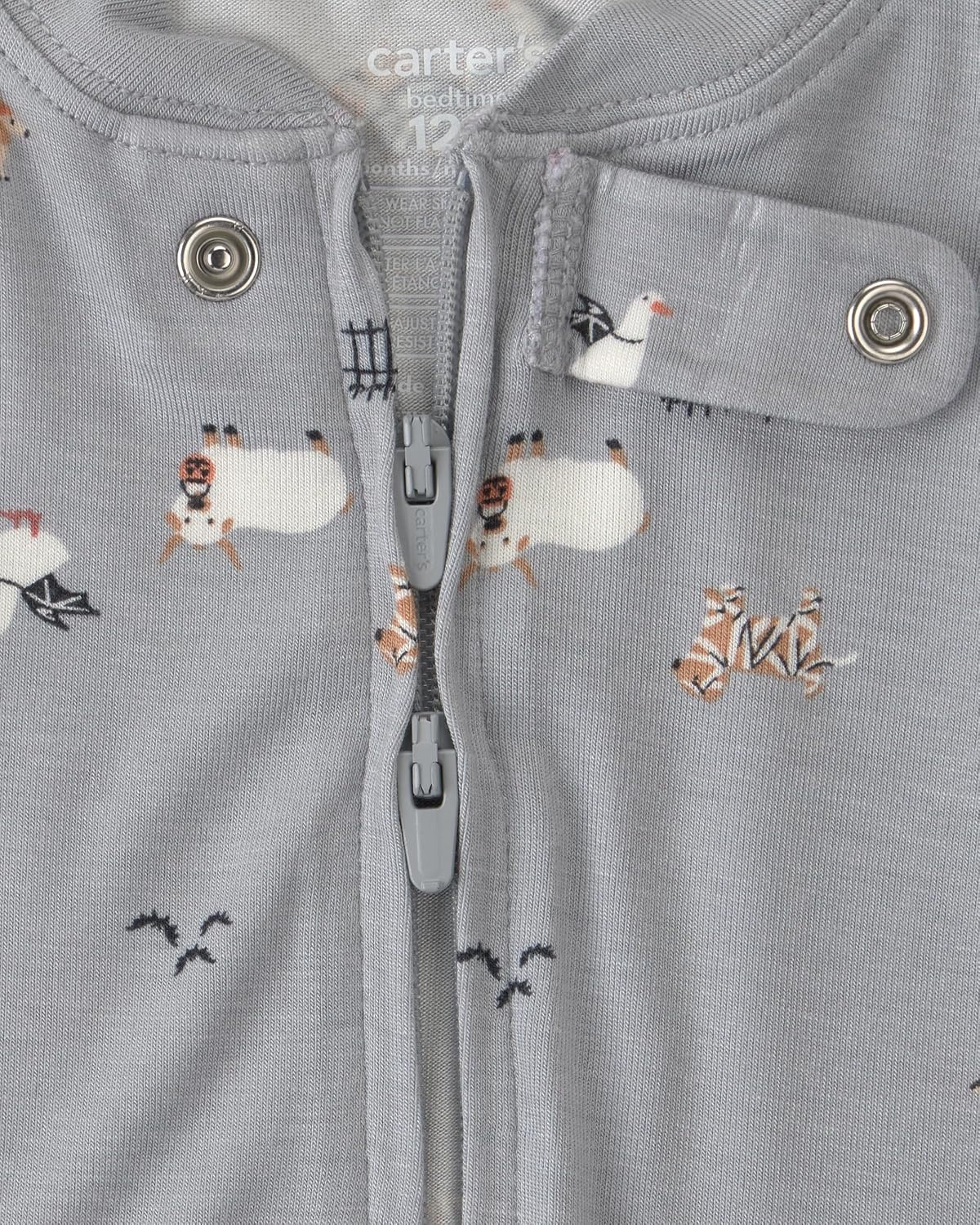 image:imageCarters Baby Purelysoft 1piece PajamasGrey Halloween Print