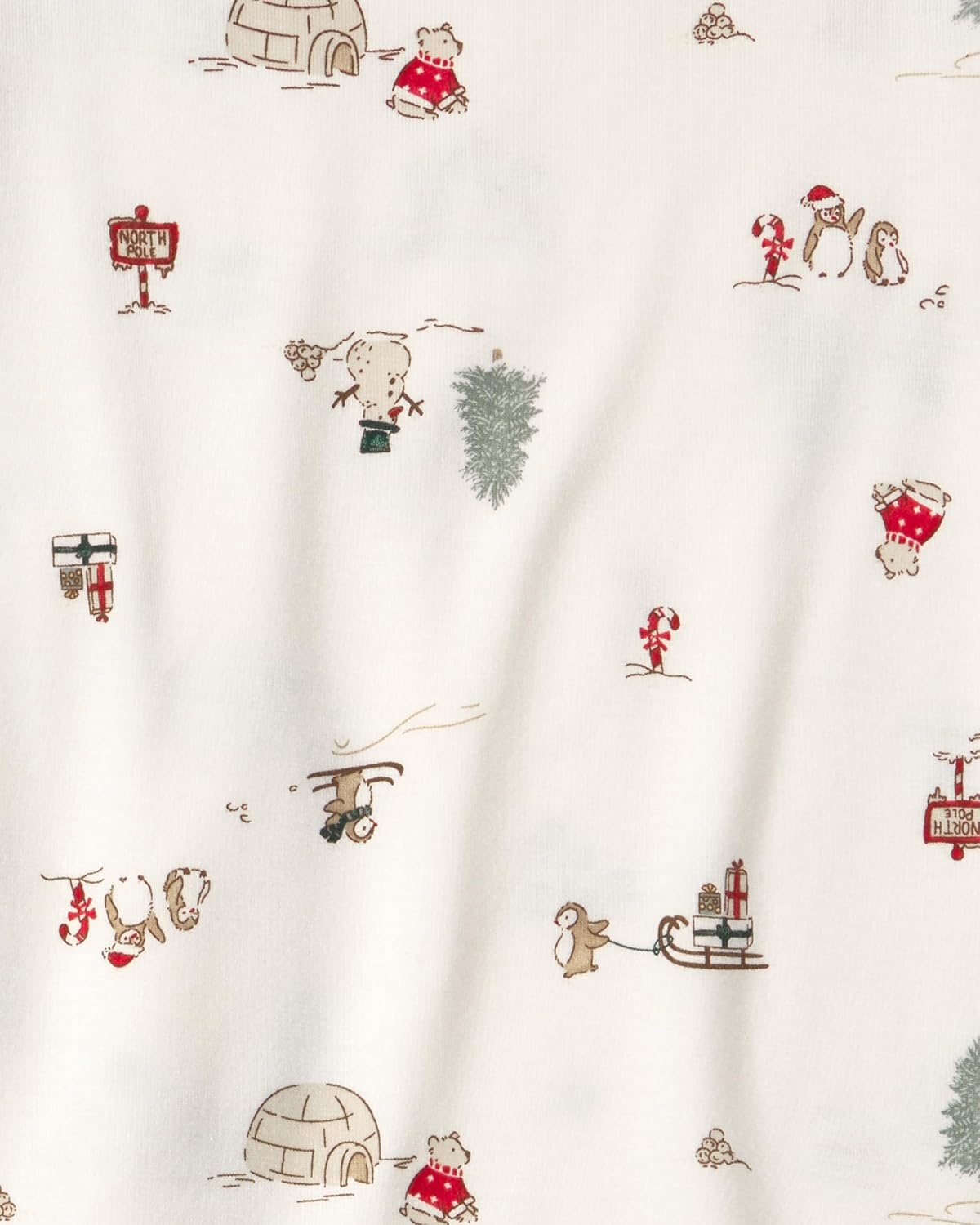 image:imageCarters Baby Purelysoft Longsleeve 2piece PajamasCream North Pole Print