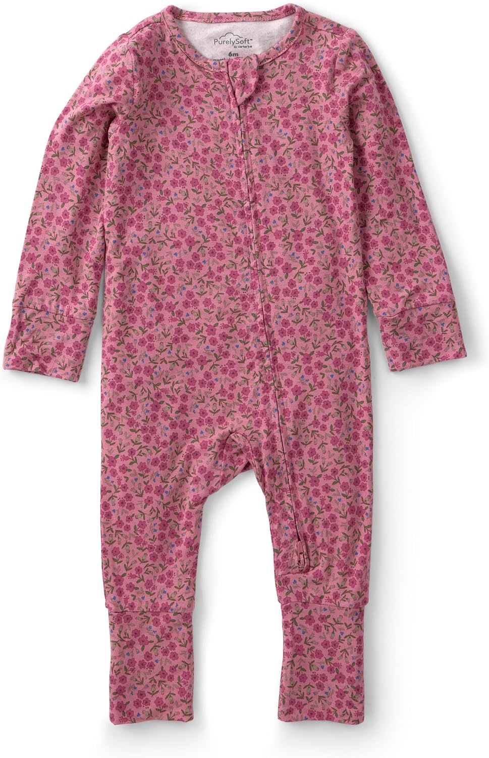 image:imageCarters Baby Purelysoft Sleep and Play PajamasBrown Floral Print