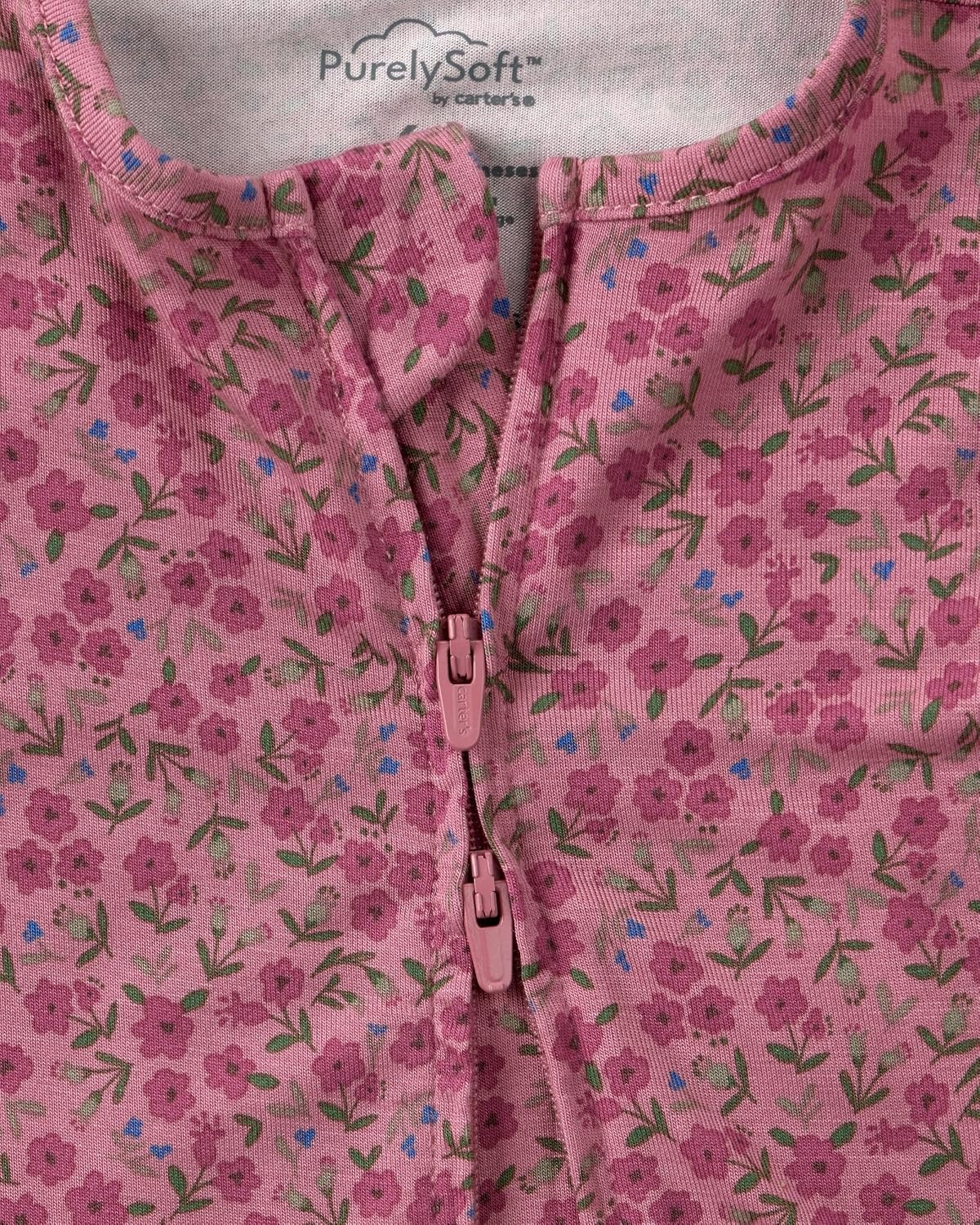 image:imageCarters Baby Purelysoft Sleep and Play PajamasBrown Floral Print