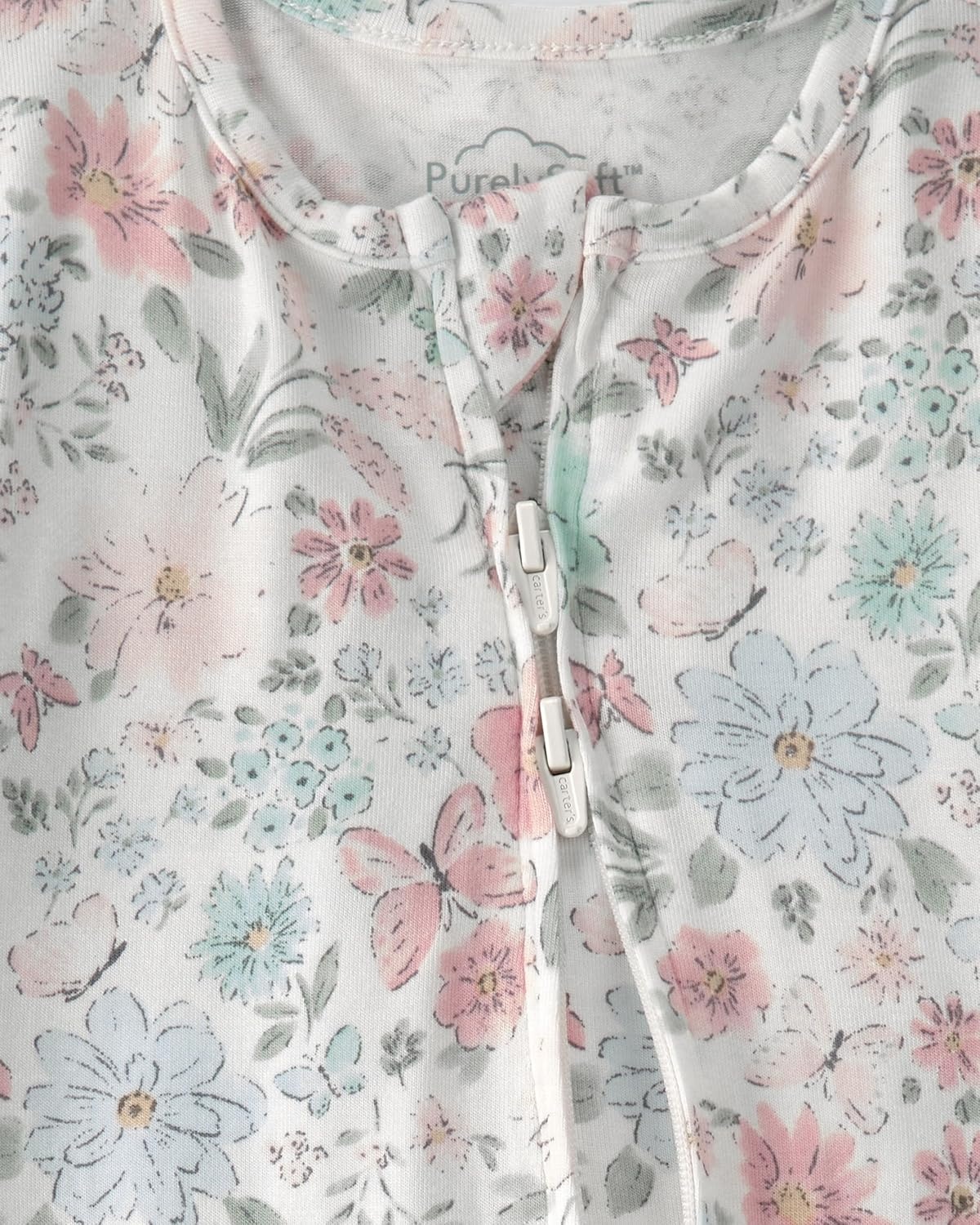 image:imageCarters Baby Purelysoft Sleep and Play PajamasGarden Print