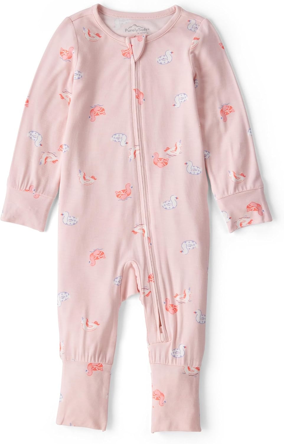 image:imageCarters Baby Purelysoft Sleep and Play PajamasPink Flamingo