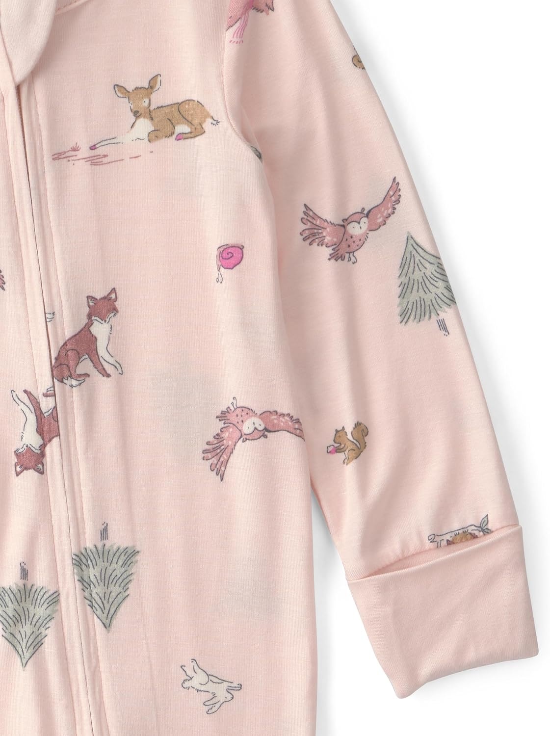 image:imageCarters Baby Purelysoft Sleep and Play PajamasPink Woodland Print