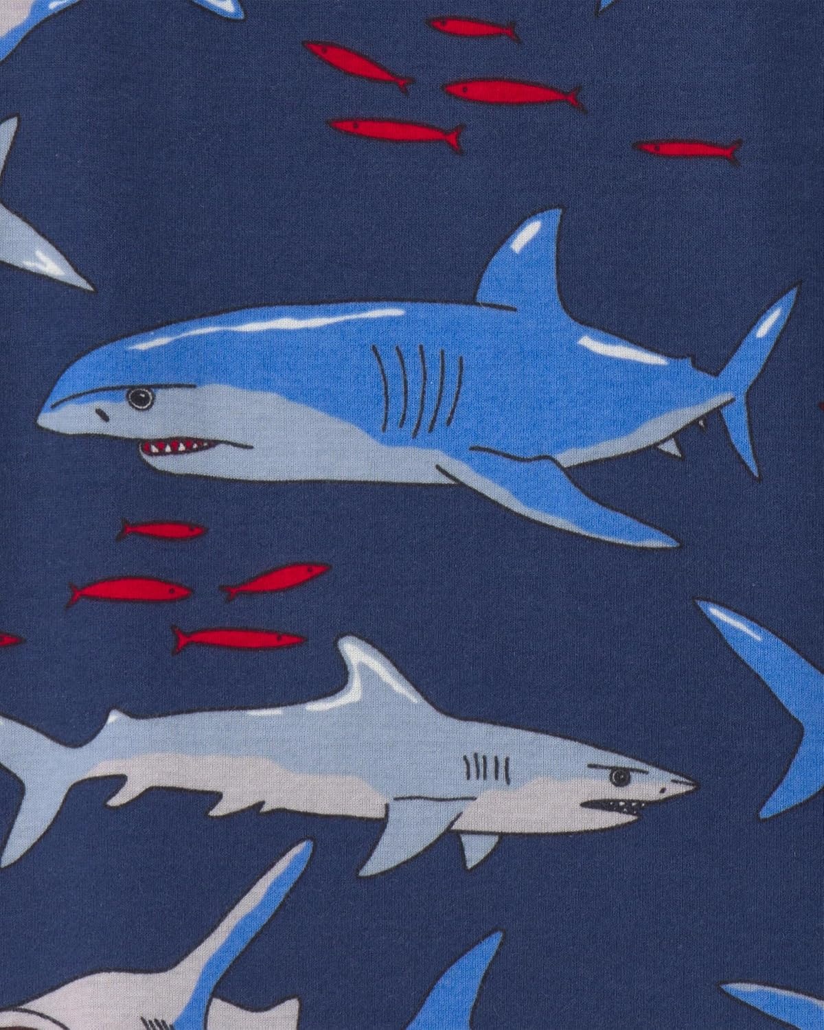 image:imageCarters Boys 4piece Tight Fit Cotton Pajama SetBlueNavy Shark