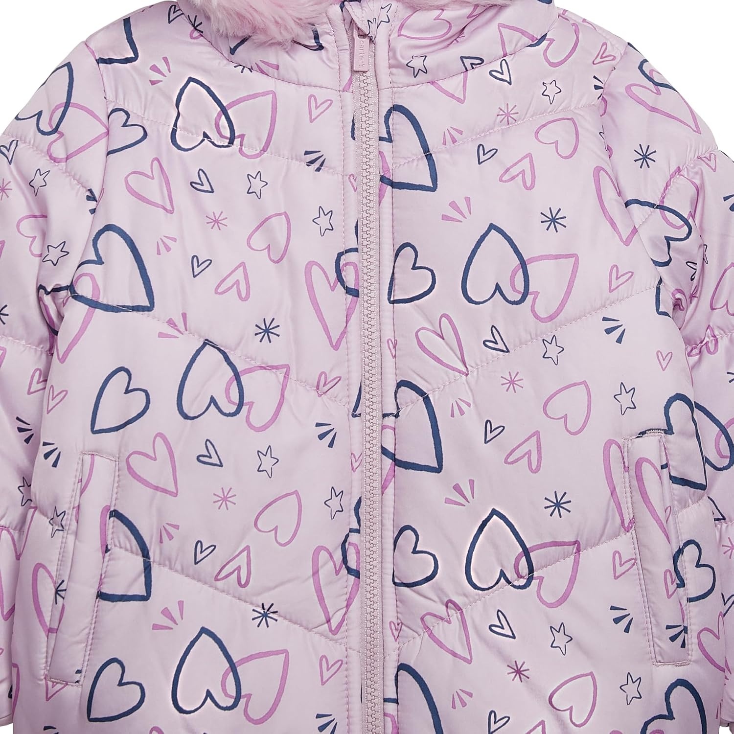 image:imageCarters Girls 2Piece Snowsuit Puffer Jacket and Skibib Snow Pants Toddler and Big KidsAll Lilac Heart