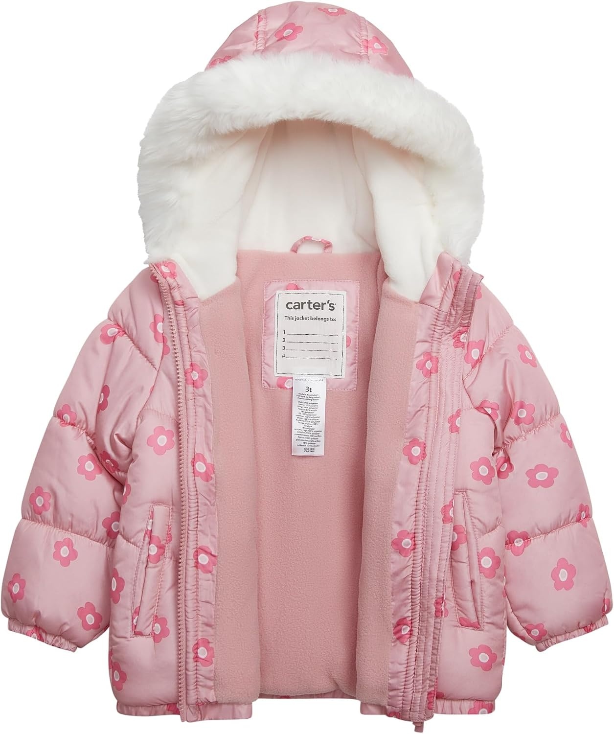 image:imageCarters Girls 2Piece Snowsuit Puffer Jacket and Skibib Snow Pants Toddler and Big KidsAll Rosewood Floral