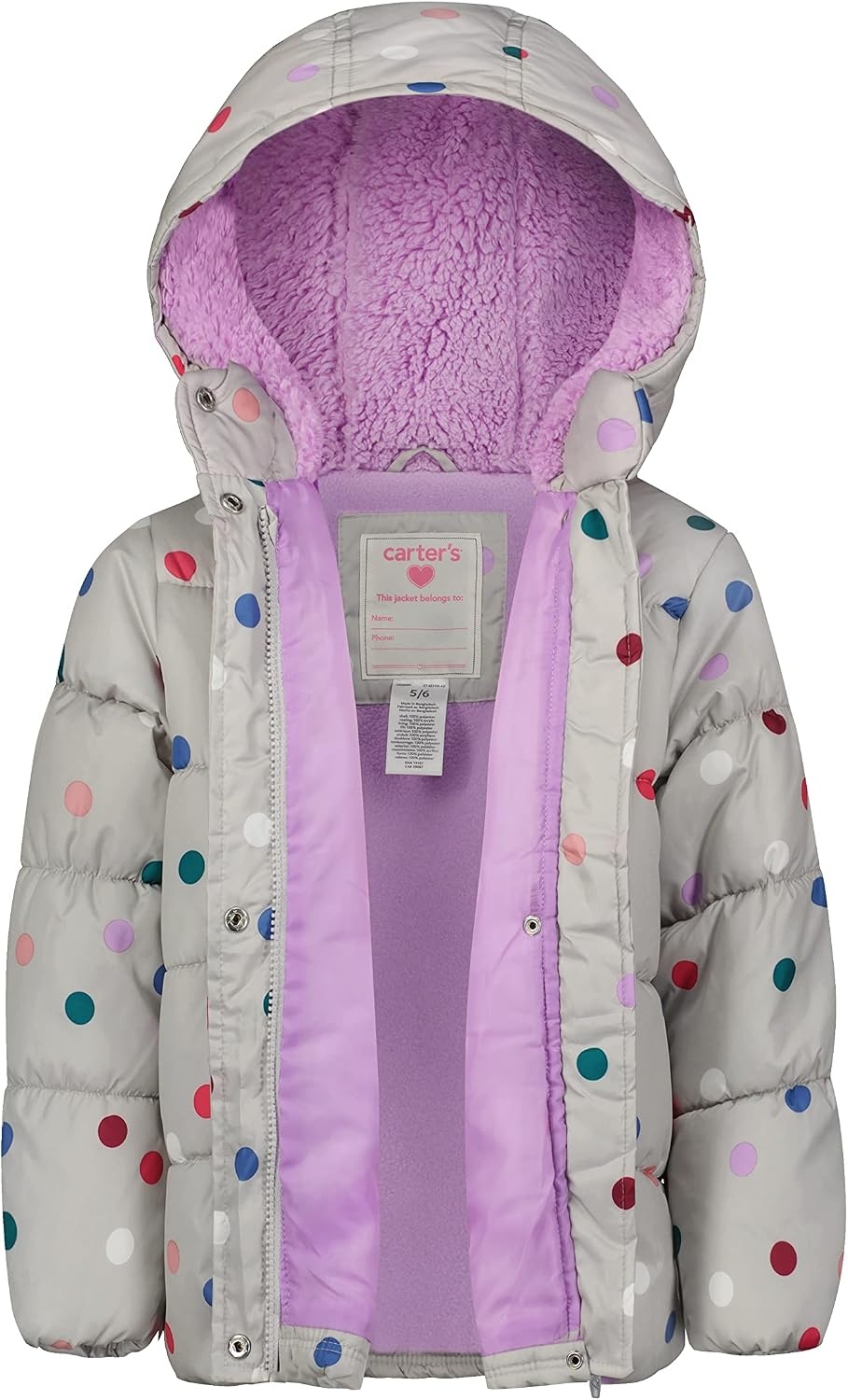 image:imageCarters Girls 2Piece Snowsuit Puffer Jacket and Skibib Snow Pants Toddler and Big KidsGrey