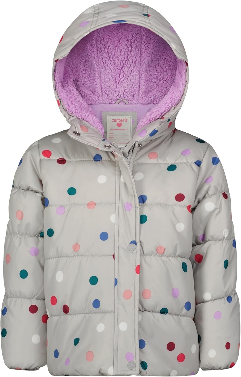 image:imageCarters Girls 2Piece Snowsuit Puffer Jacket and Skibib Snow Pants Toddler and Big KidsGrey Dot