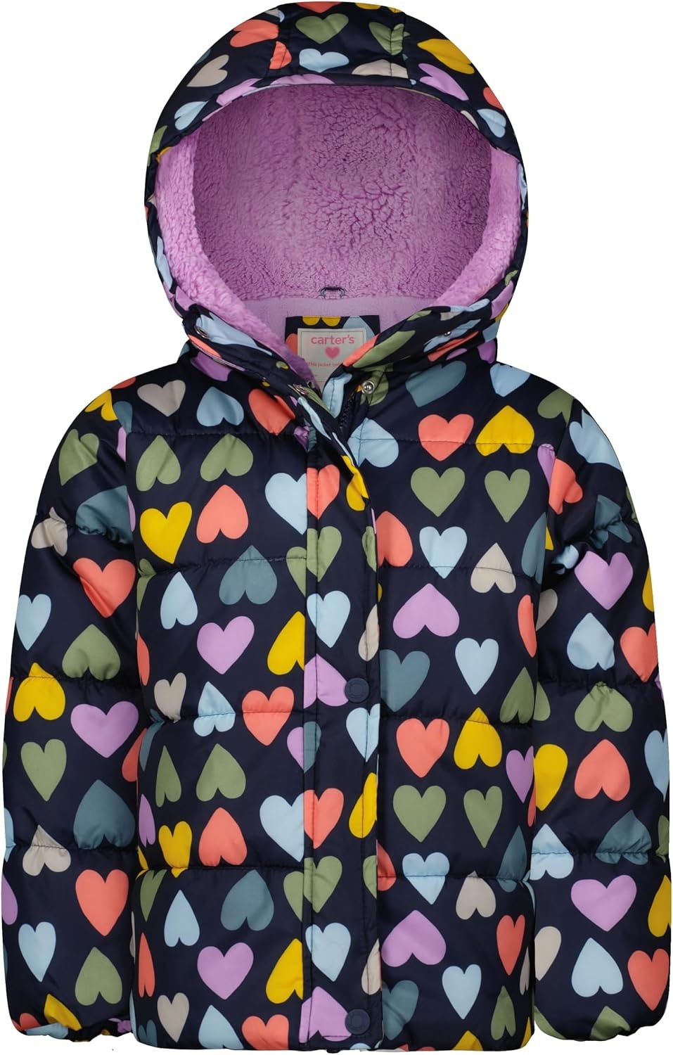 image:imageCarters Girls 2Piece Snowsuit Puffer Jacket and Skibib Snow Pants Toddler and Big KidsMulti Heart Navy