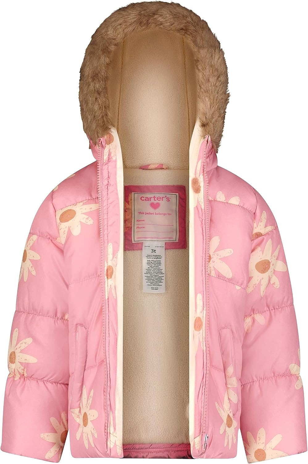 image:imageCarters Girls 2Piece Snowsuit Puffer Jacket and Skibib Snow Pants Toddler and Big KidsPink