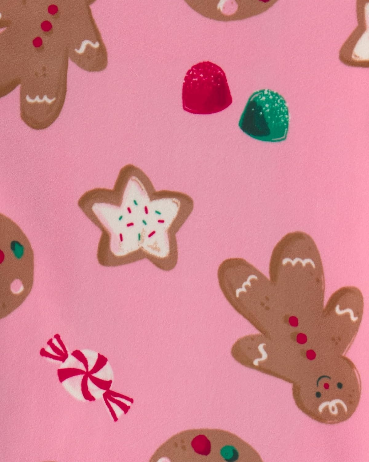 image:imageCarters Girls 2piece Fleece Holiday PjsPink Gingerbread Cookie