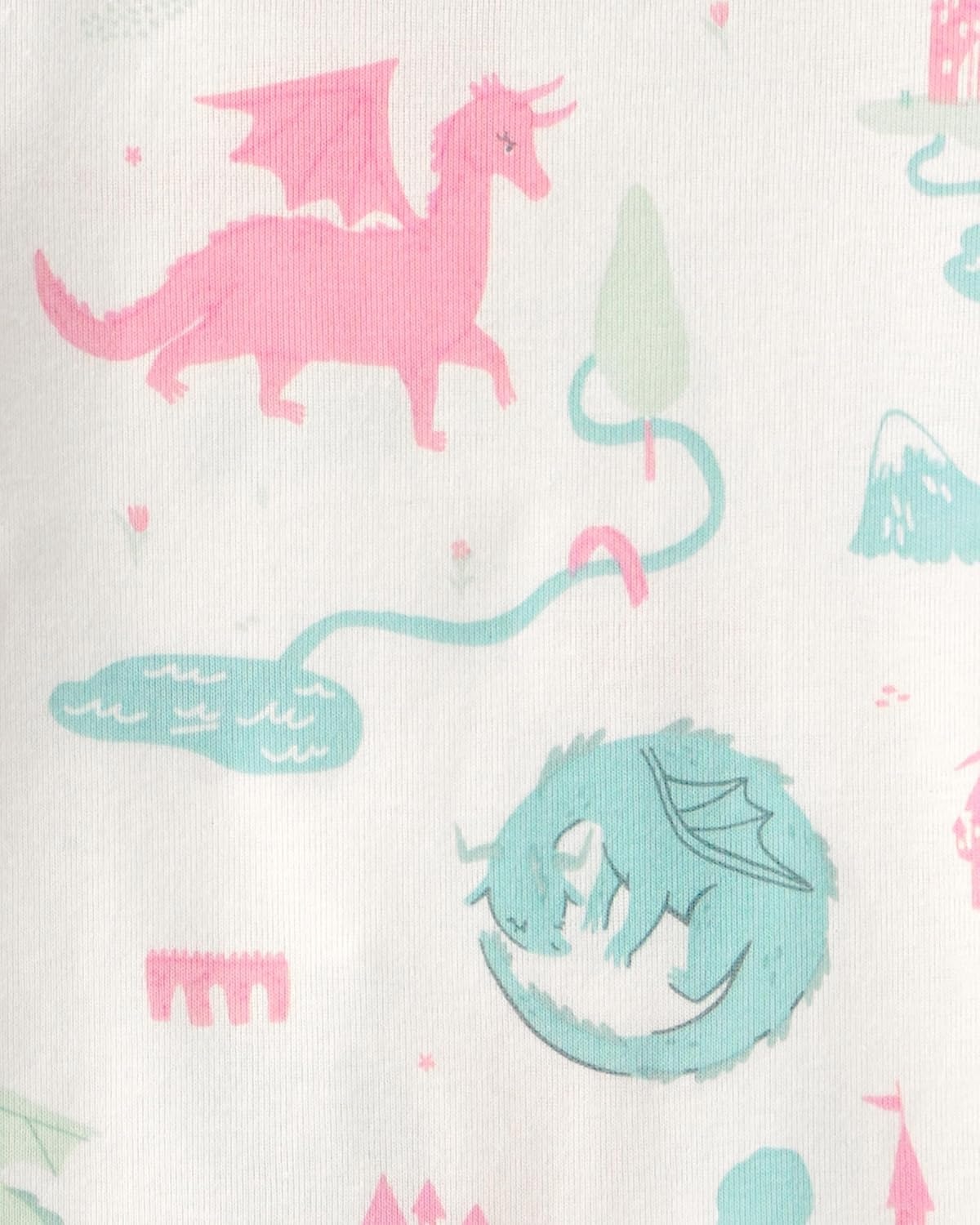 image:imageCarters Girls 4piece Tight Fit Cotton Pajama SetBlueIvory Dragon