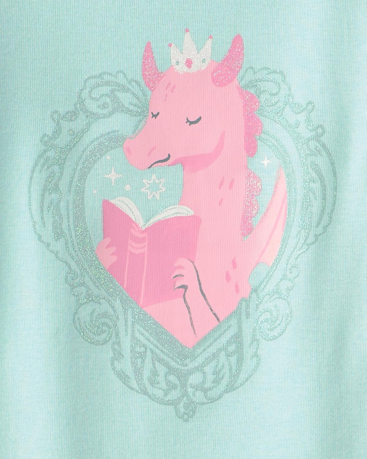 image:imageCarters Girls 4piece Tight Fit Cotton Pajama SetBlueIvory Dragon