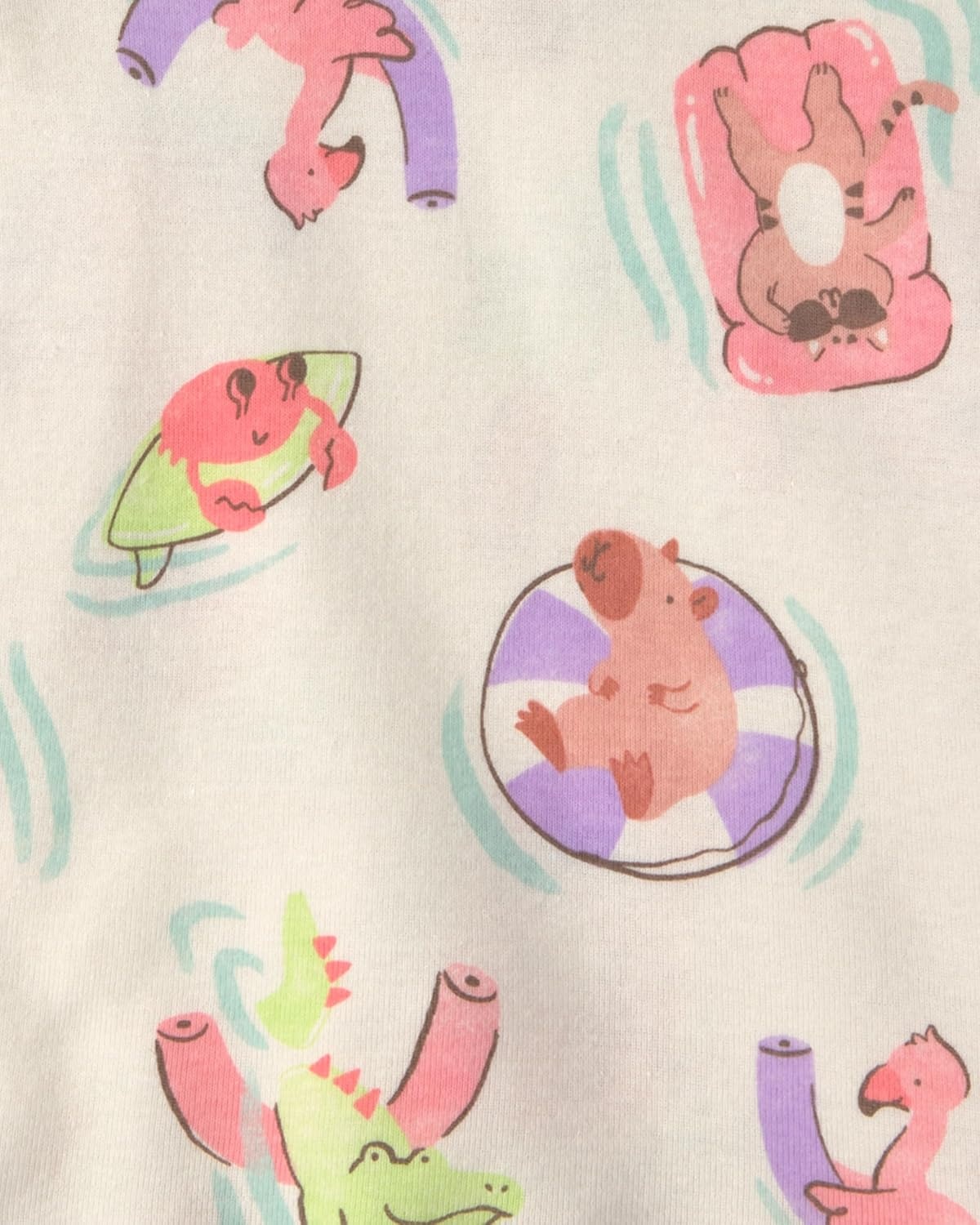 image:imageCarters Girls 4piece Tight Fit Cotton Pajama SetCapybara Swimming Pink