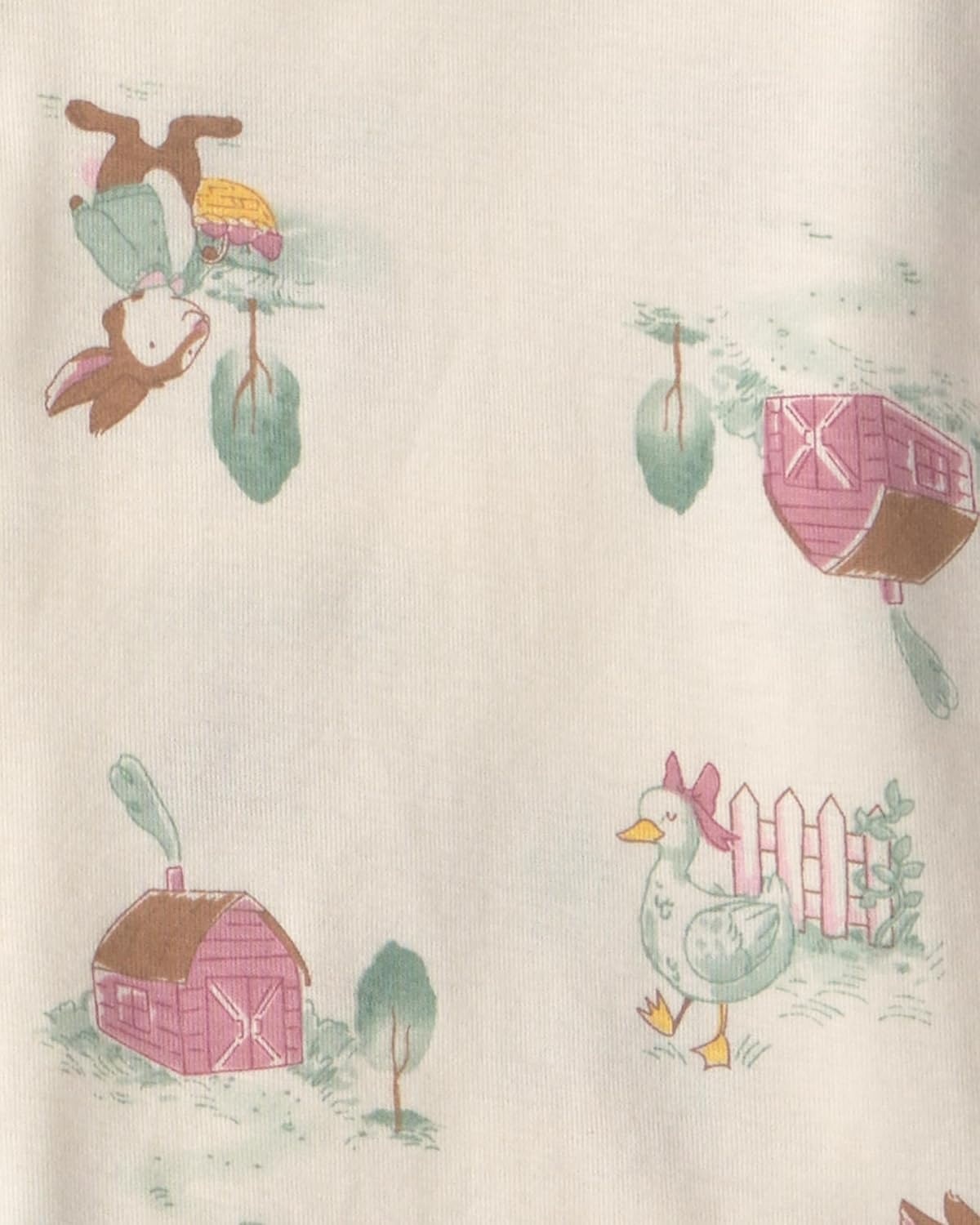 image:imageCarters Girls 4piece Tight Fit Cotton Pajama SetCountry Chicken Blue