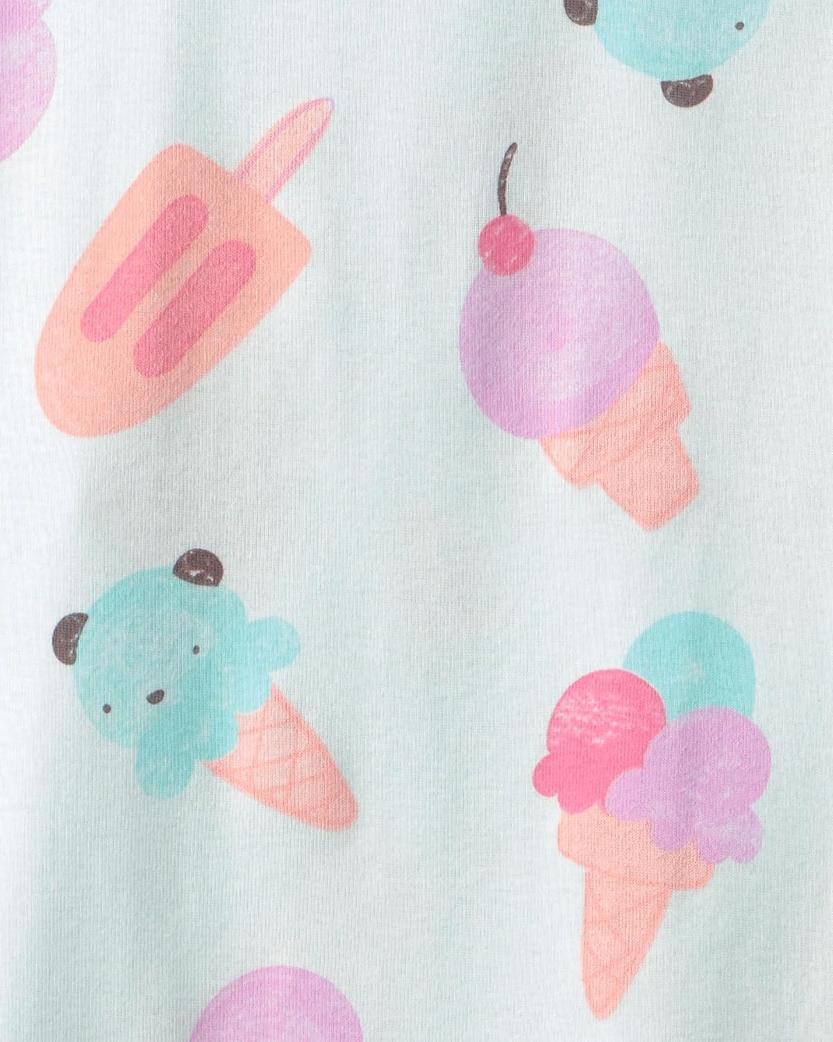 image:imageCarters Girls 4piece Tight Fit Cotton Pajama SetPinkBlue Icecream