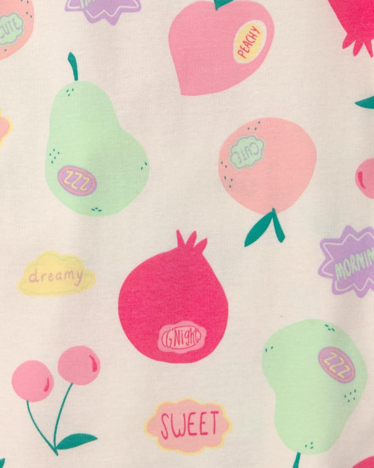image:imageCarters Girls 4piece Tight Fit Cotton Pajama SetPinkIvory Fruit