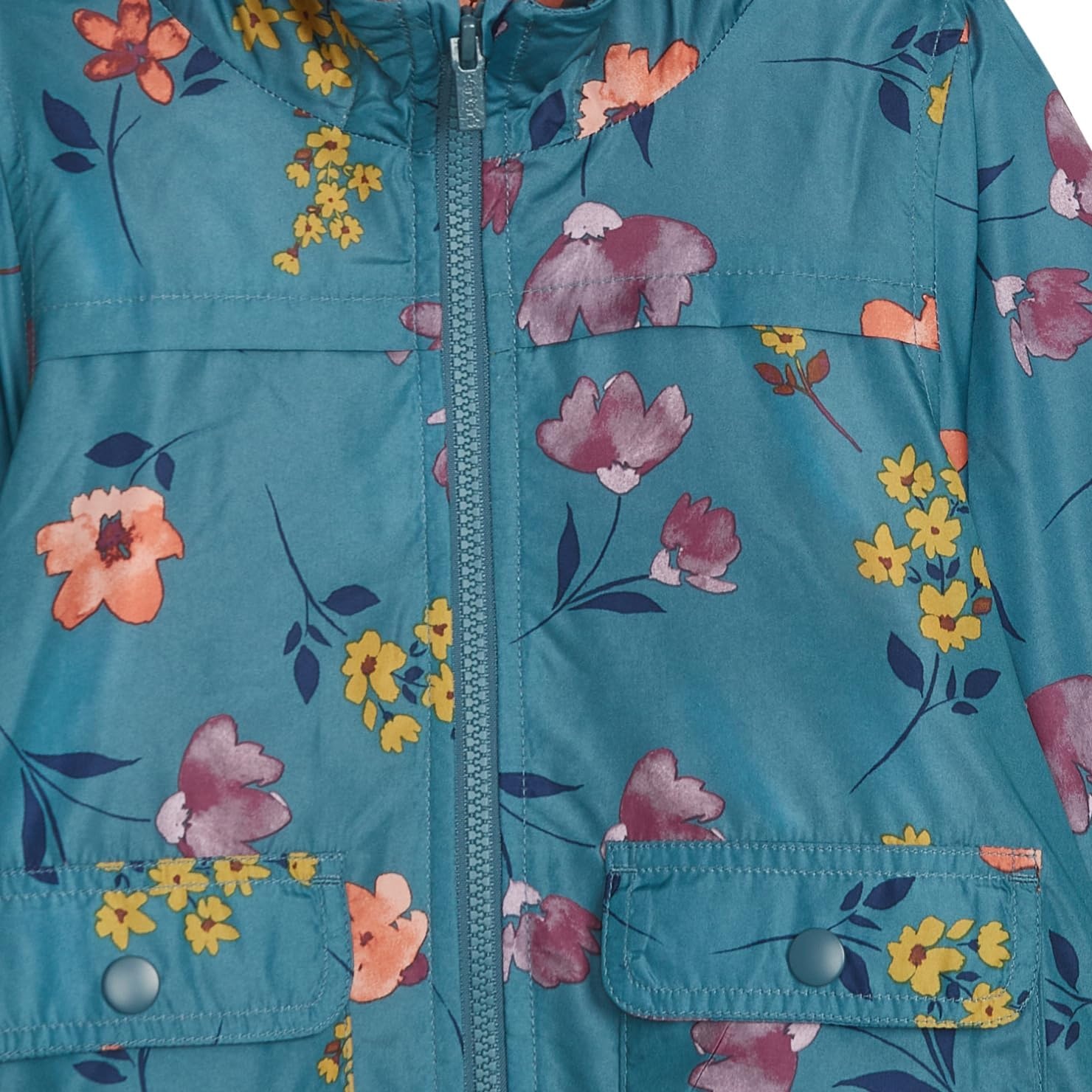 image:imageCarters Toddler amp Little Girls Midweight Fleece Lined Hooded Raincoat Rain JacketBig Flowers