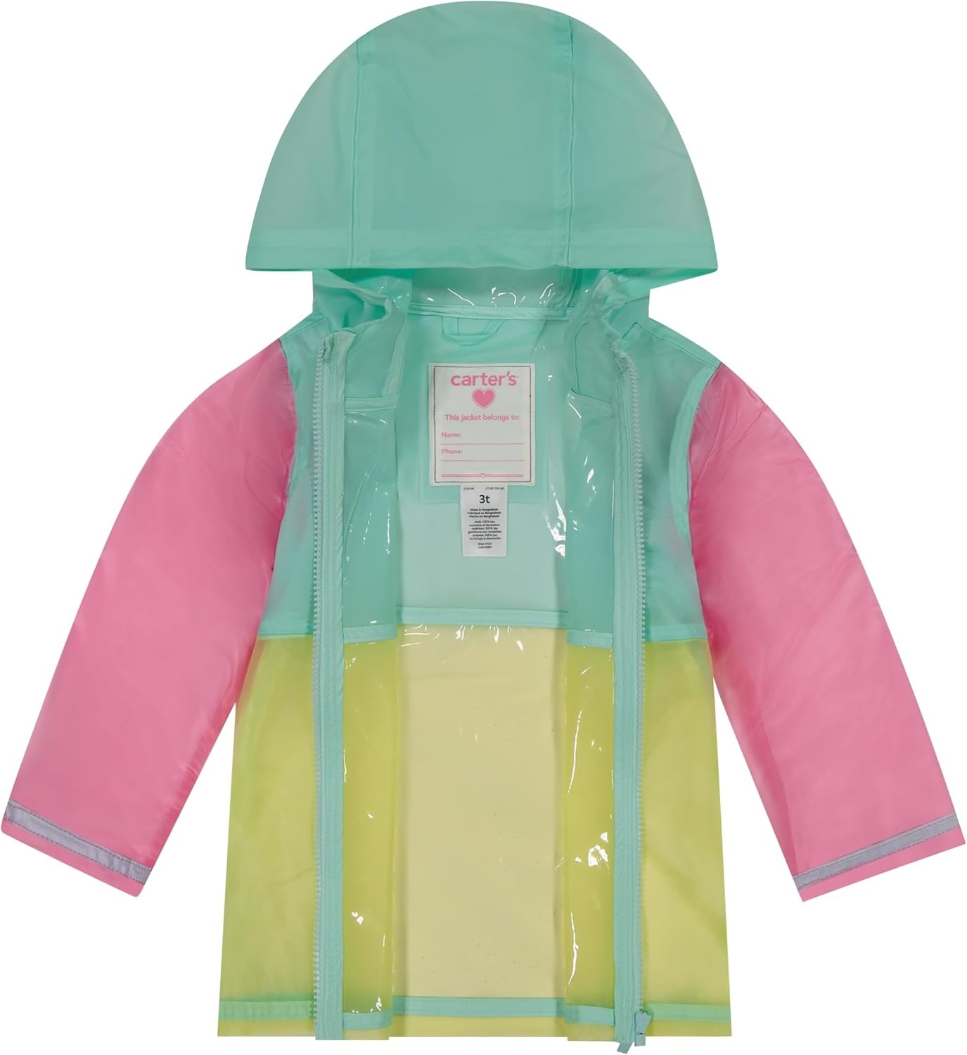 image:imageCarters Toddler amp Little Girls Midweight Fleece Lined Hooded Raincoat Rain JacketClear