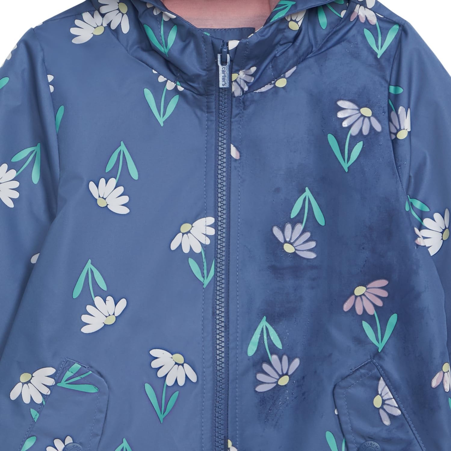 image:imageCarters Toddler amp Little Girls Midweight Fleece Lined Hooded Raincoat Rain JacketColor Changing Blue