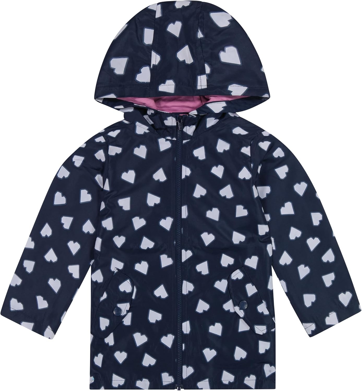 image:imageCarters Toddler amp Little Girls Midweight Fleece Lined Hooded Raincoat Rain JacketHeart Print
