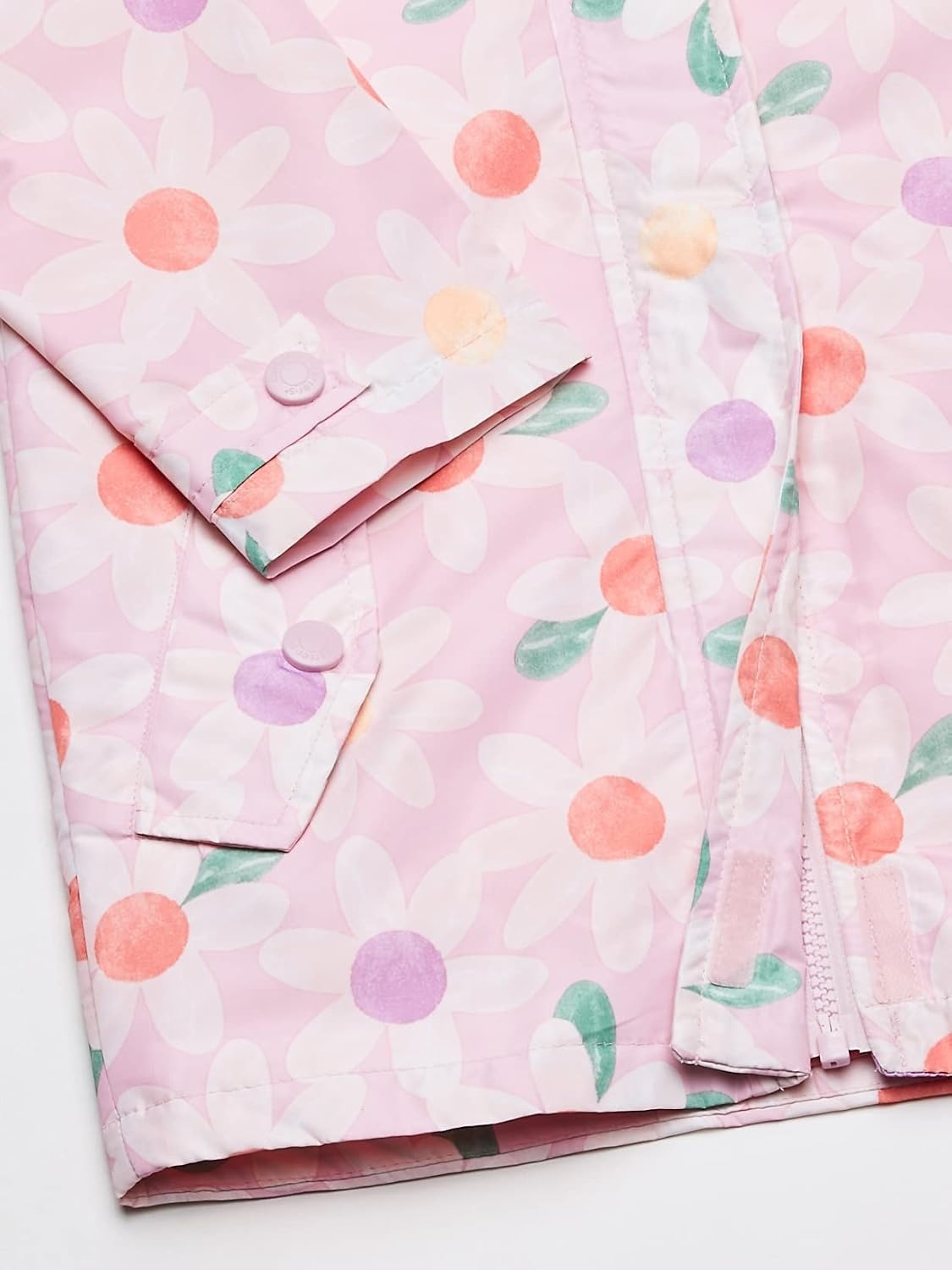image:imageCarters Toddler amp Little Girls Midweight Fleece Lined Hooded Raincoat Rain JacketLight Pink Daisies