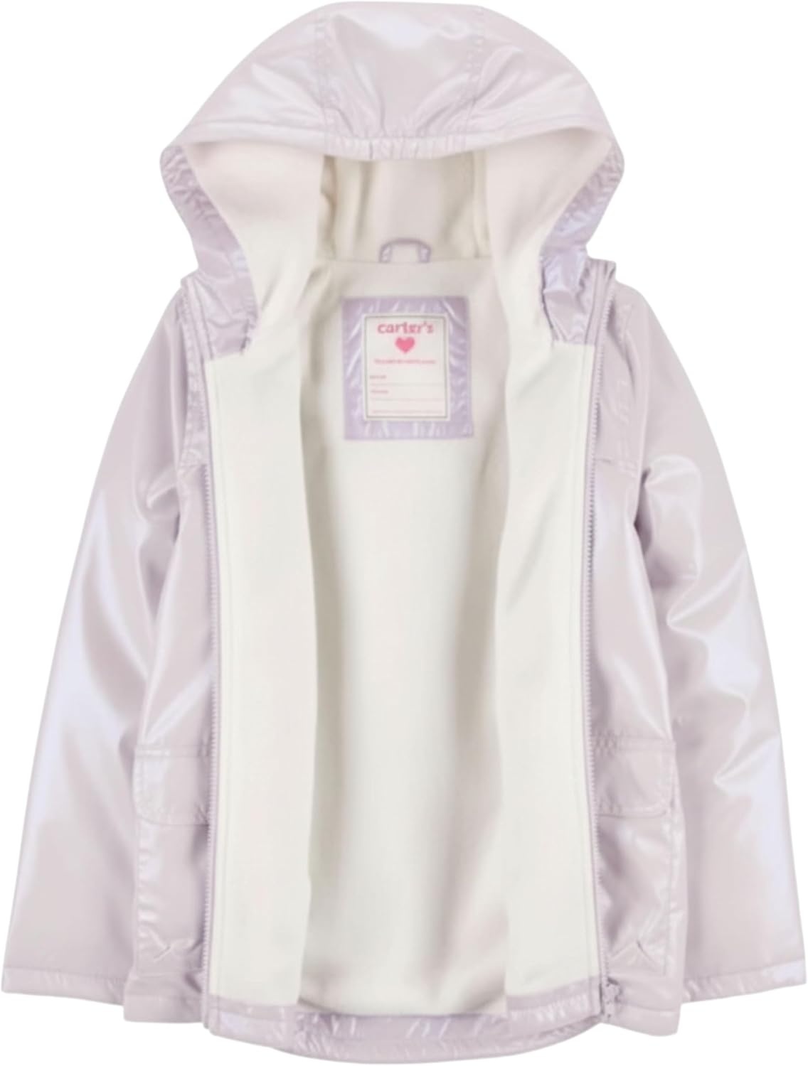 image:imageCarters Toddler amp Little Girls Midweight Fleece Lined Hooded Raincoat Rain JacketLilac