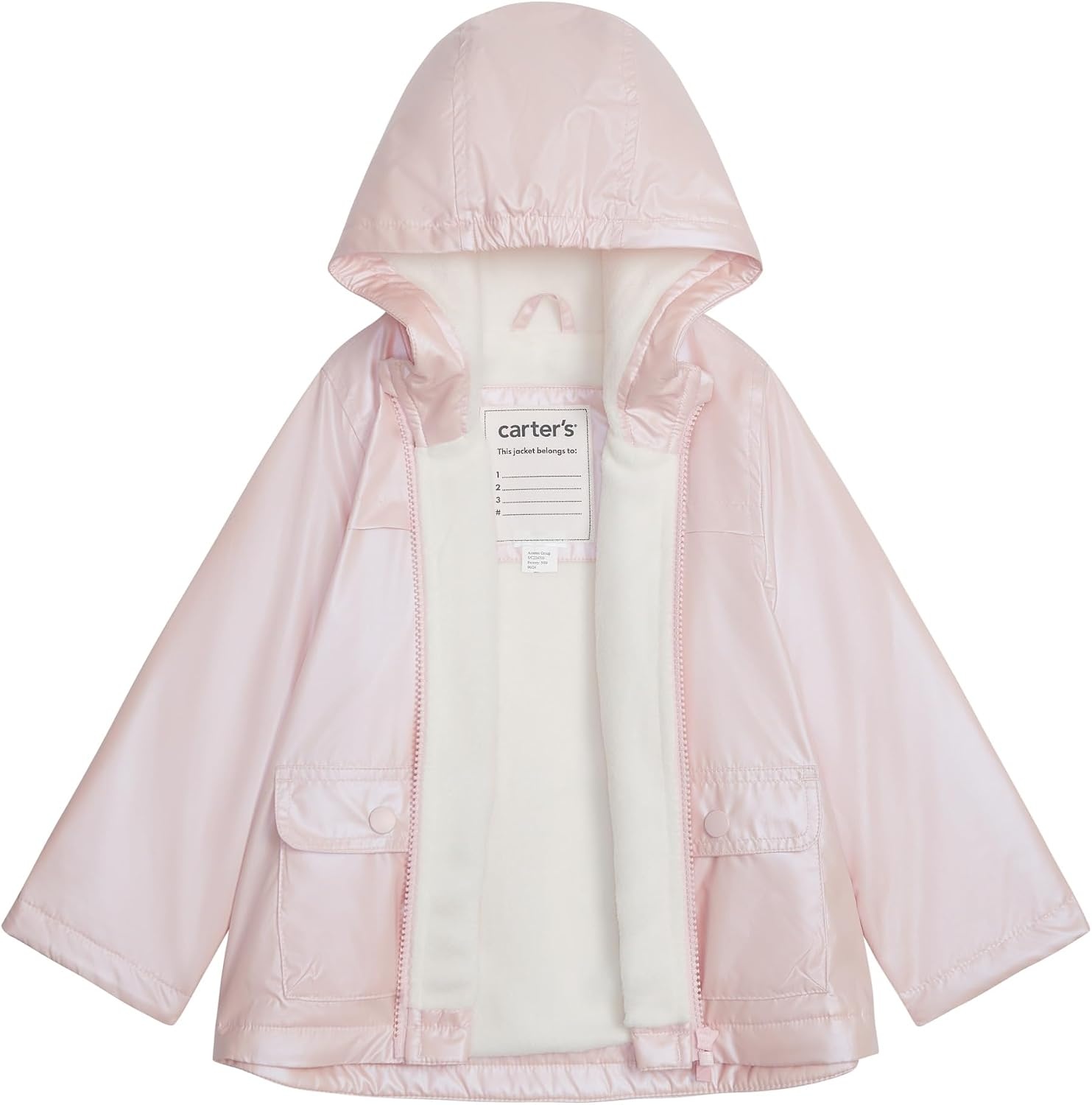 image:imageCarters Toddler amp Little Girls Midweight Fleece Lined Hooded Raincoat Rain JacketPink