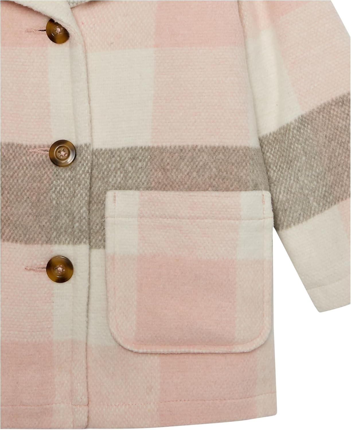 image:imageCarters Toddler amp Little Girls Midweight Fleece Lined Hooded Raincoat Rain JacketPink Grey Plaid