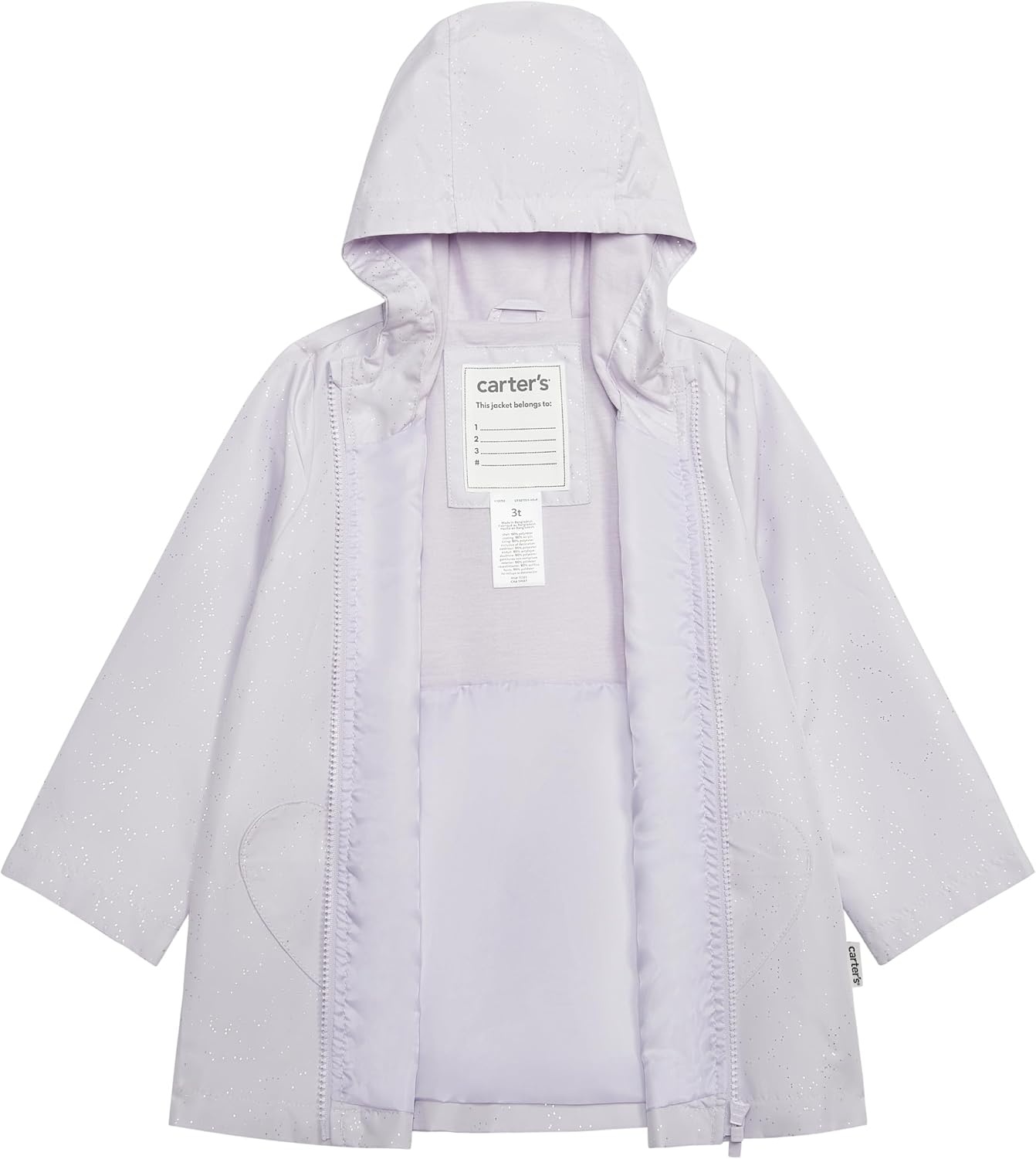 image:imageCarters Toddler amp Little Girls Midweight Fleece Lined Hooded Raincoat Rain JacketPurple