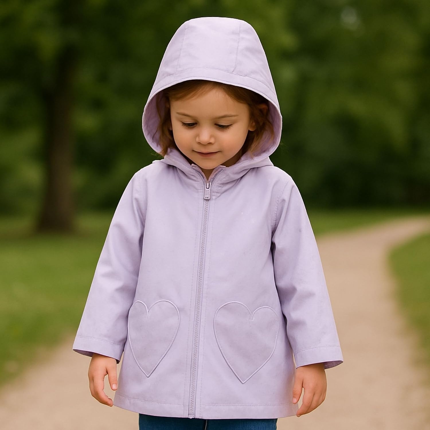 image:imageCarters Toddler amp Little Girls Midweight Fleece Lined Hooded Raincoat Rain JacketPurple