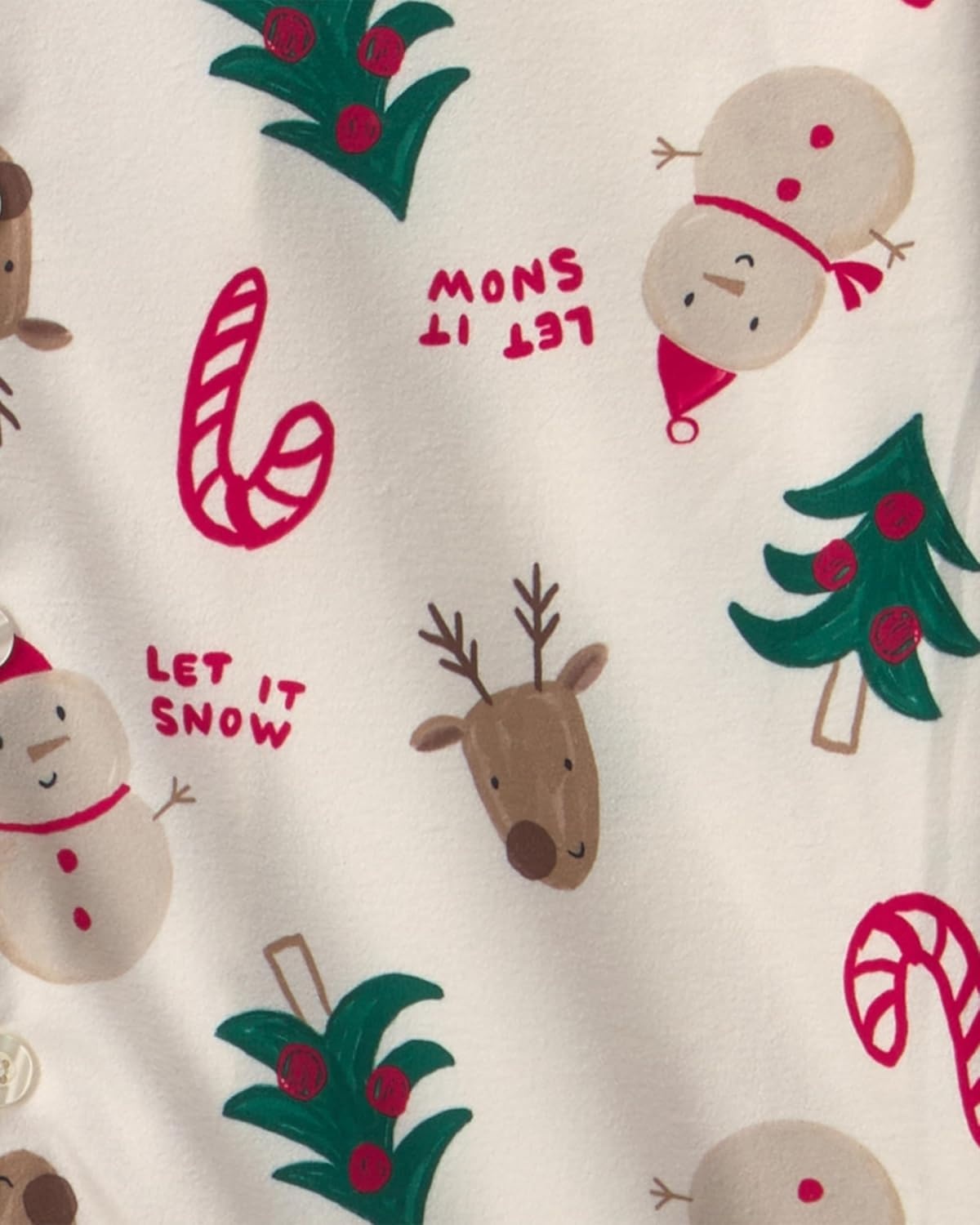 image:imageCarters Unisex Adult 2piece Fleece Holiday Coat PjsIvory Holiday Icons
