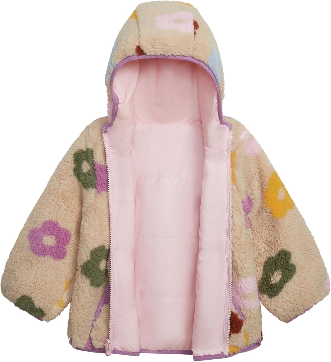 image:imageOSHKOSH BGOSH Baby Girls Reversible Sherpatopuffer Hooded JacketFloral